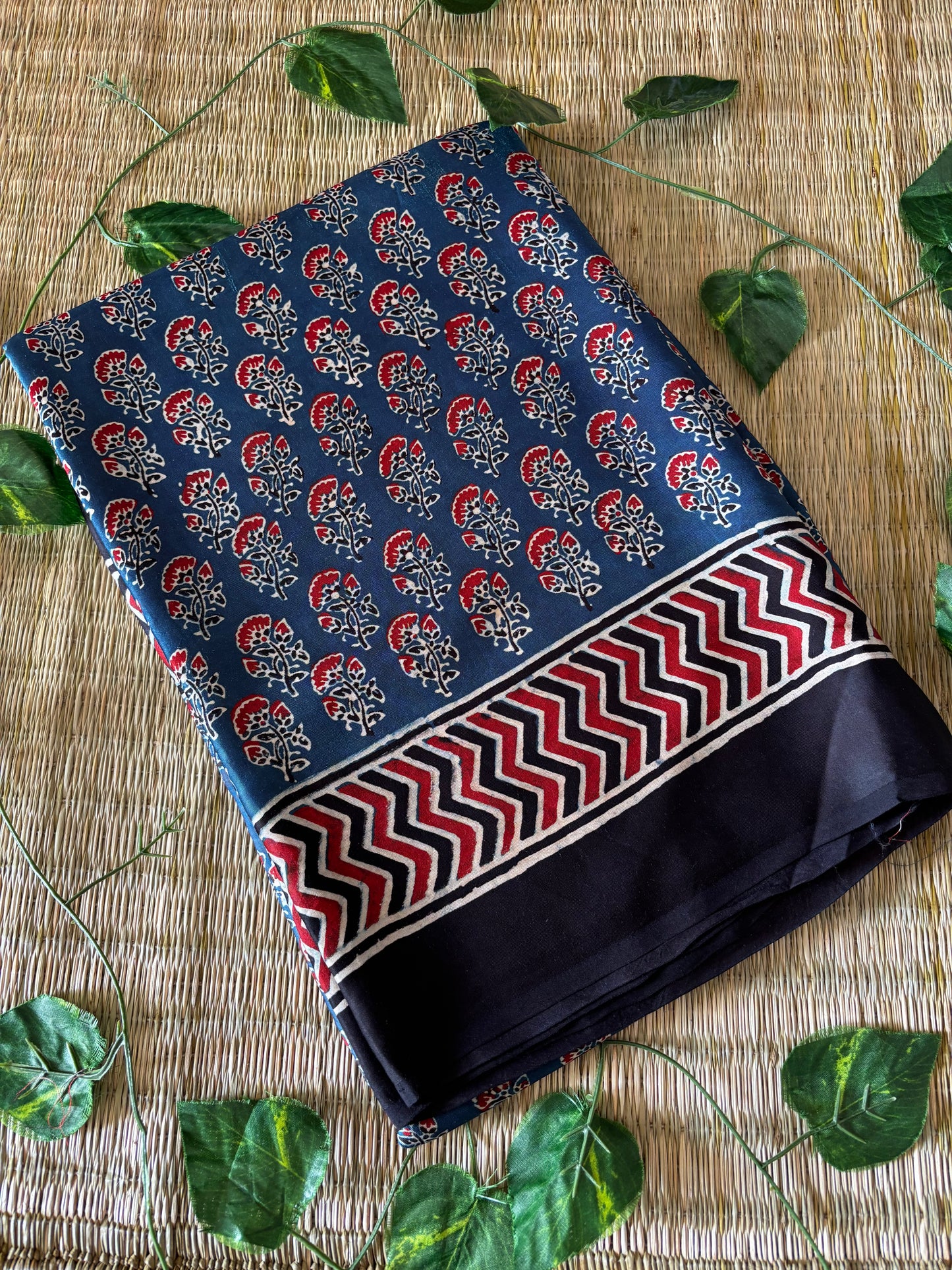 Ajrakh Modal Silk Saree