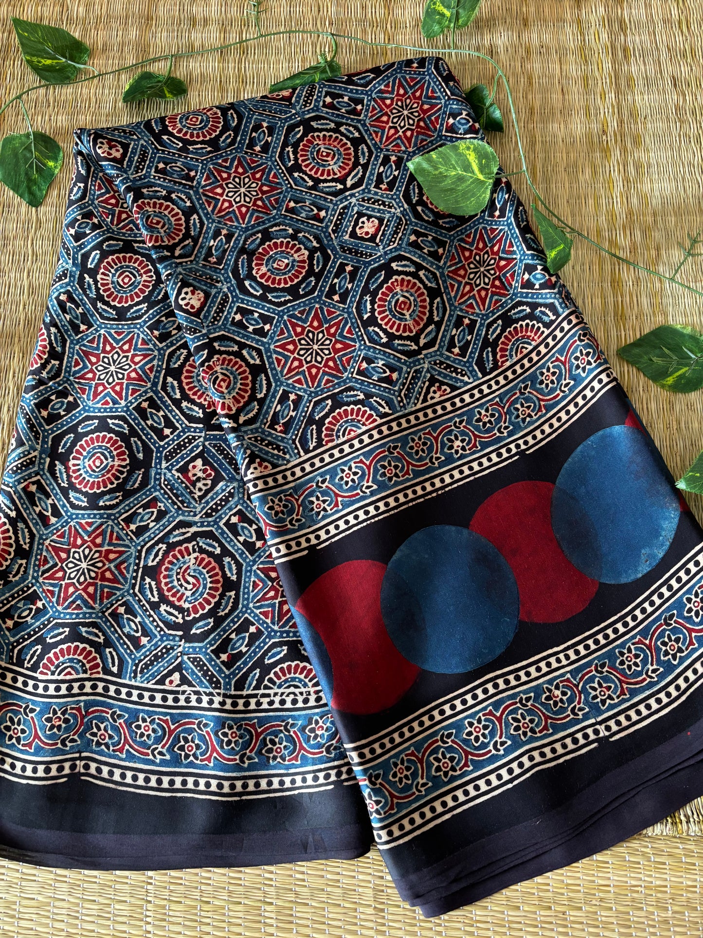 Ajrakh Modal Silk Saree