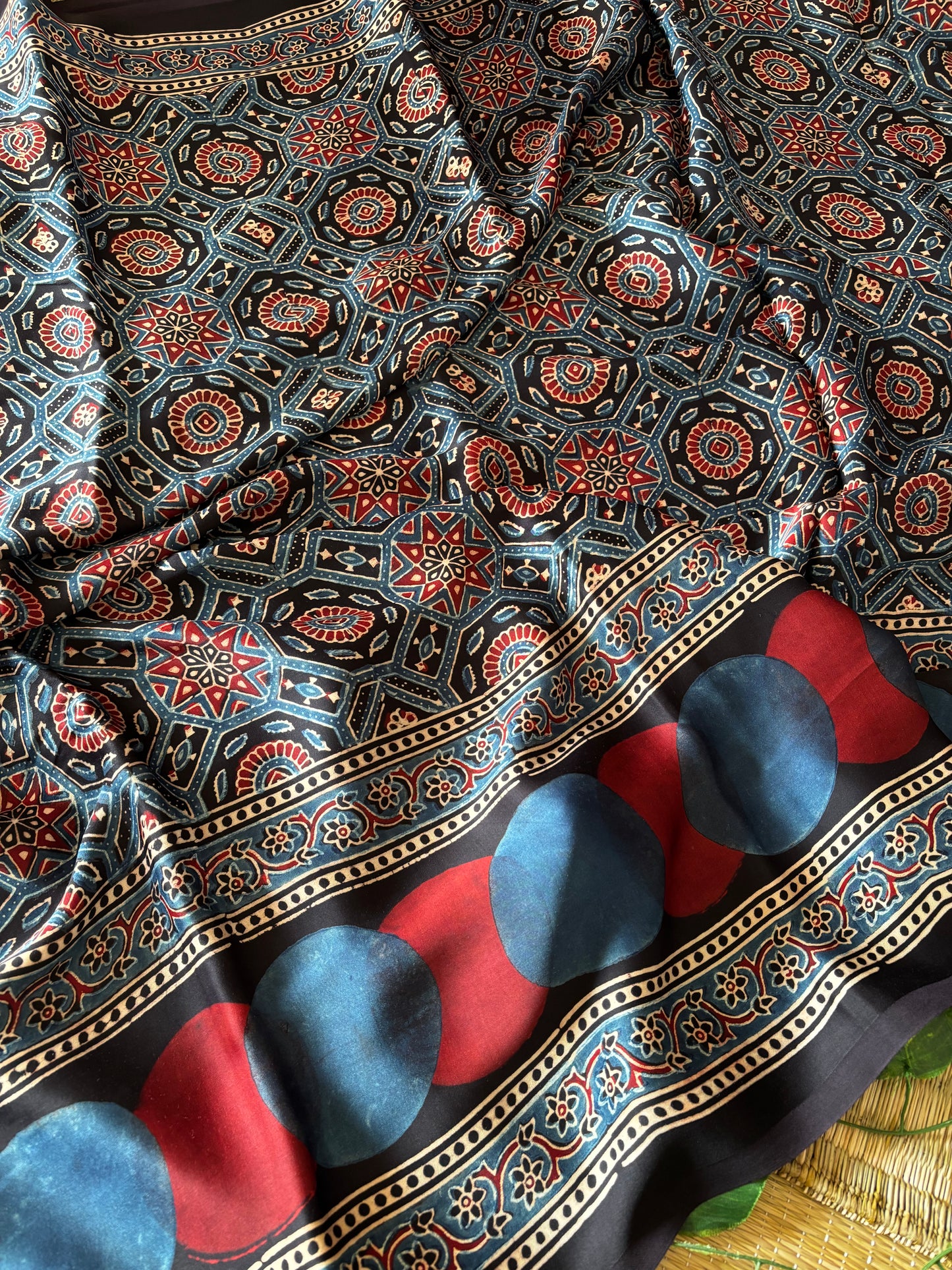 Ajrakh Modal Silk Saree