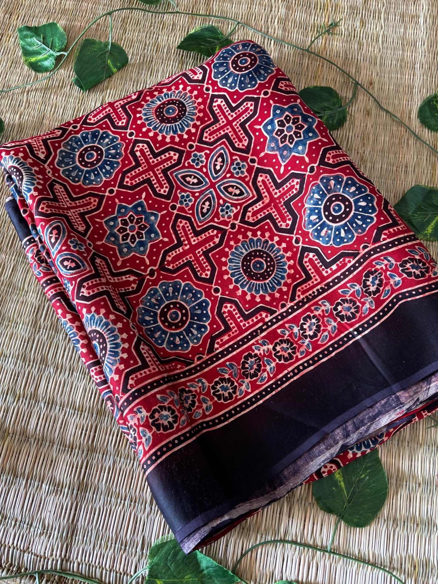 Ajrakh Modal Silk Saree