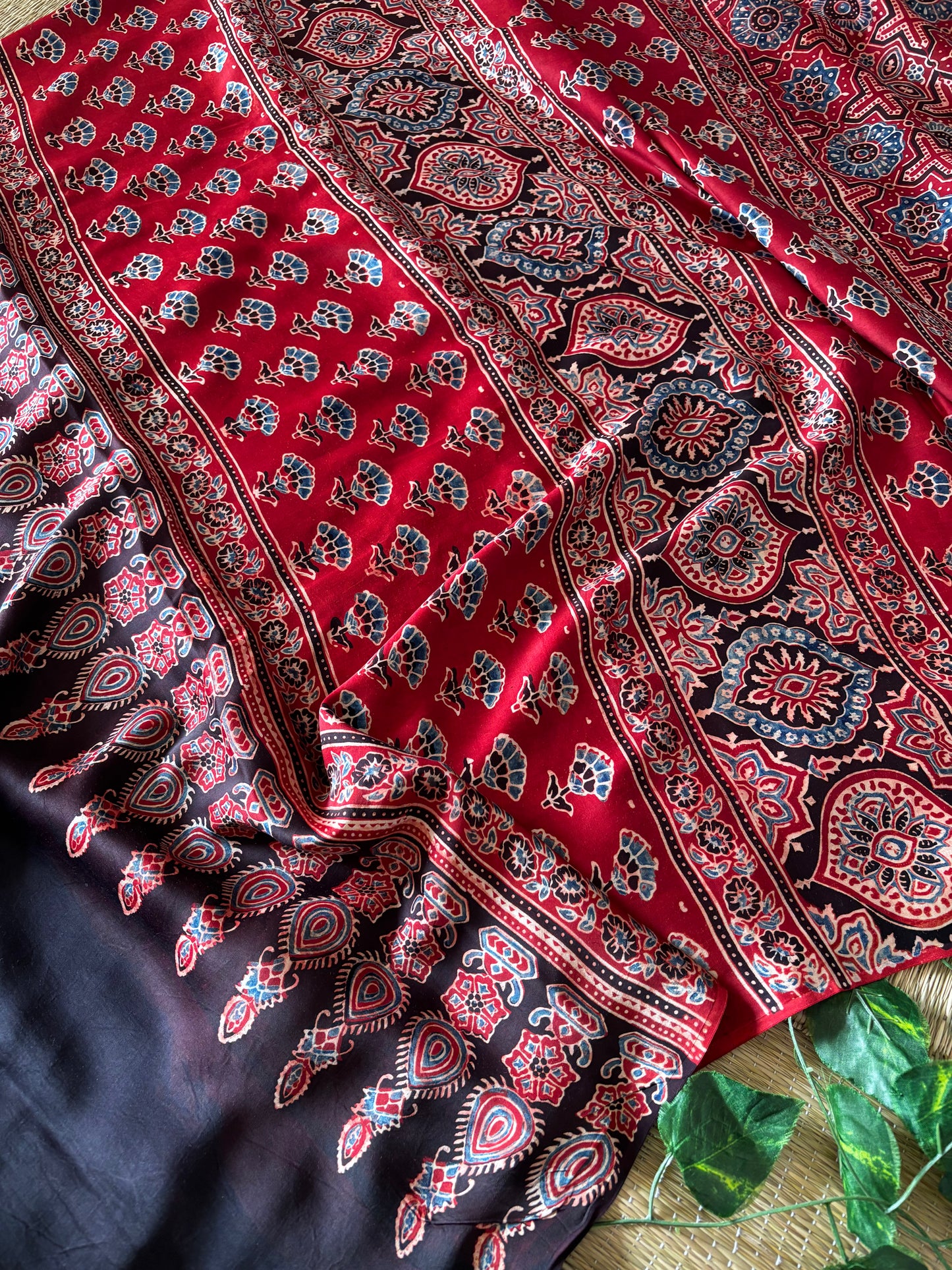Ajrakh Modal Silk Saree