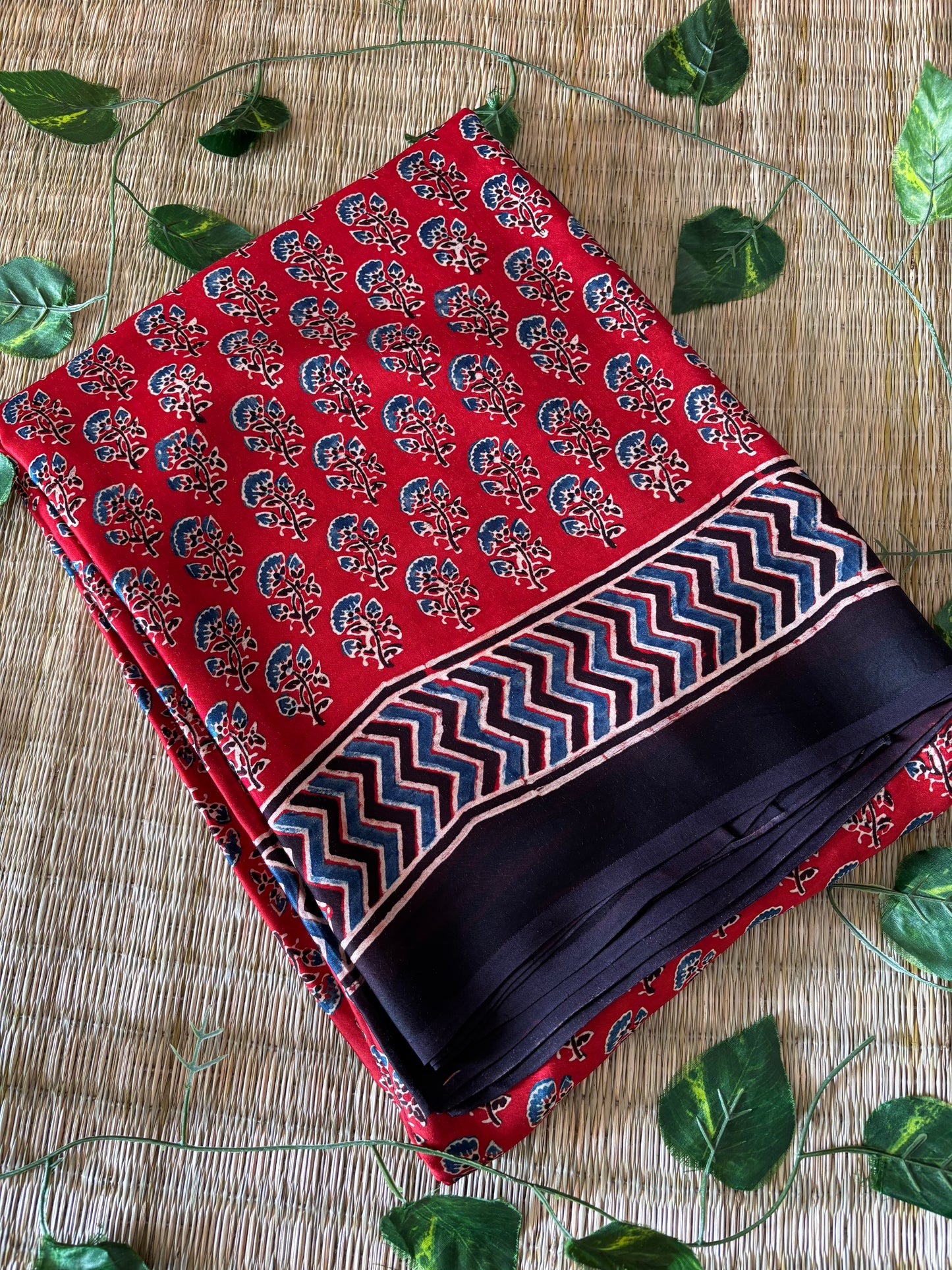 Ajrakh Modal Silk Saree