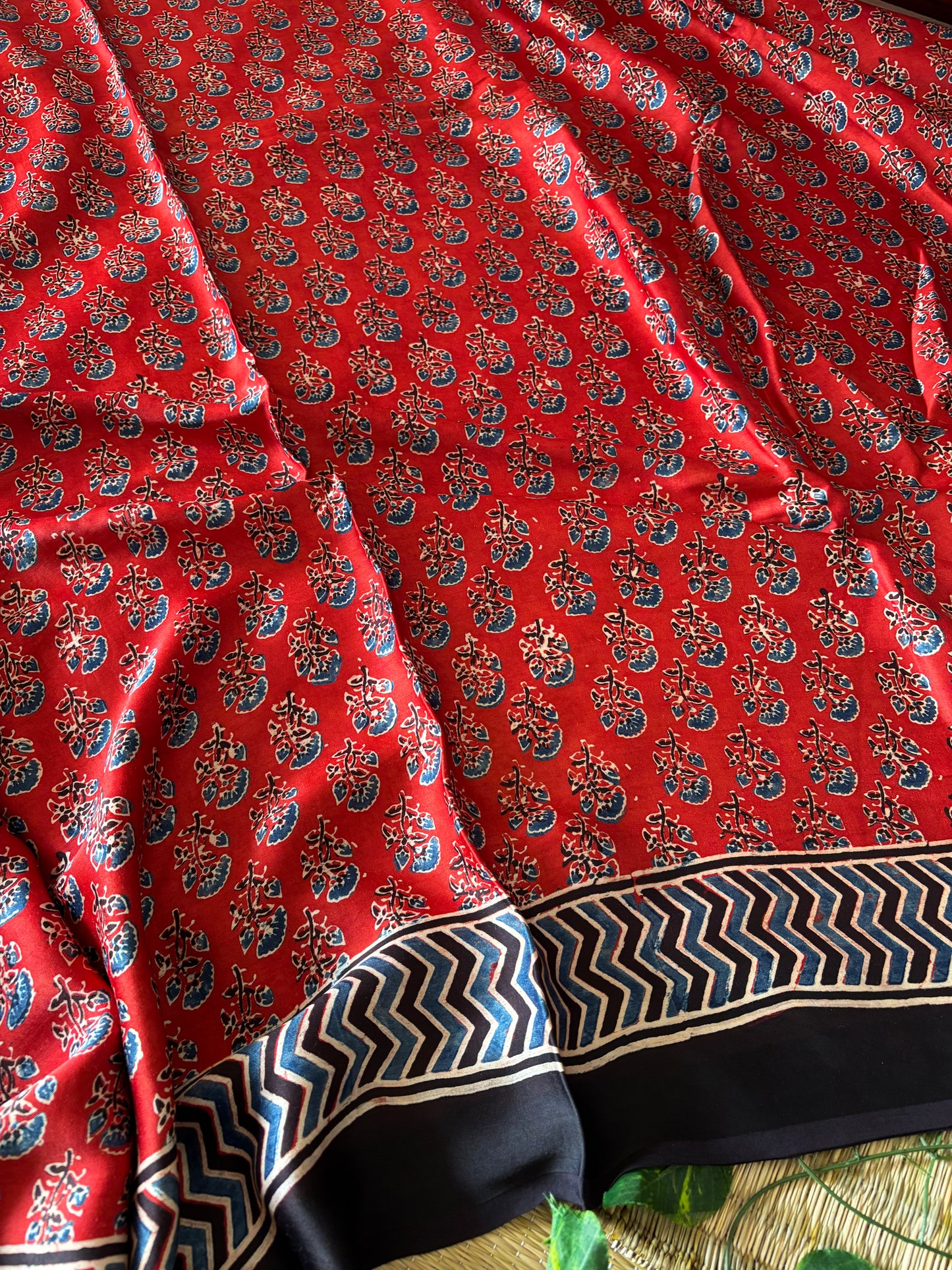 Ajrakh Modal Silk Saree
