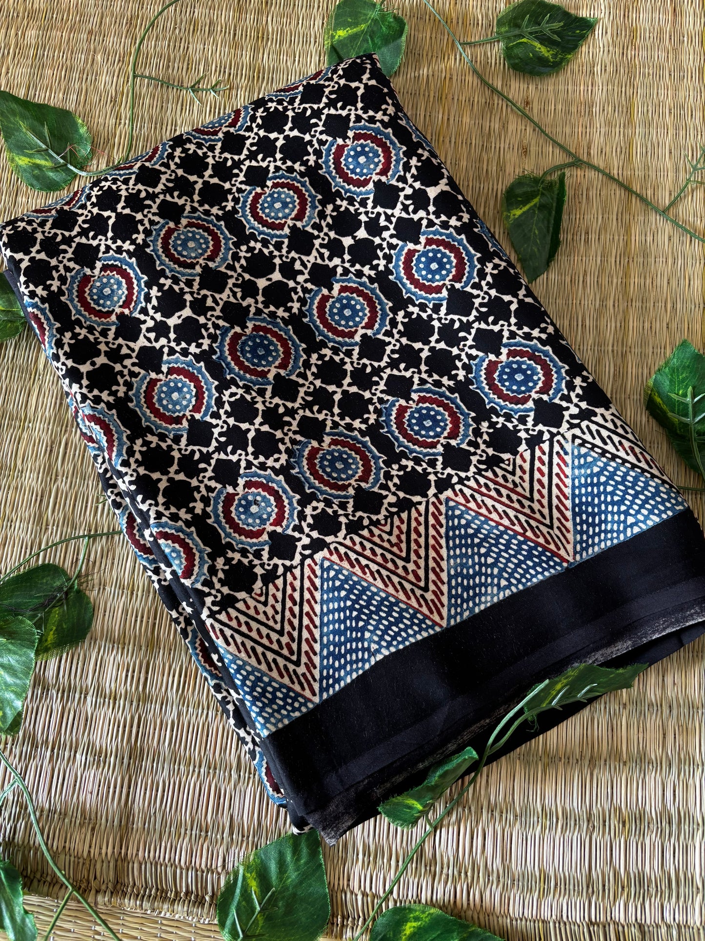 Ajrakh Modal Silk Saree