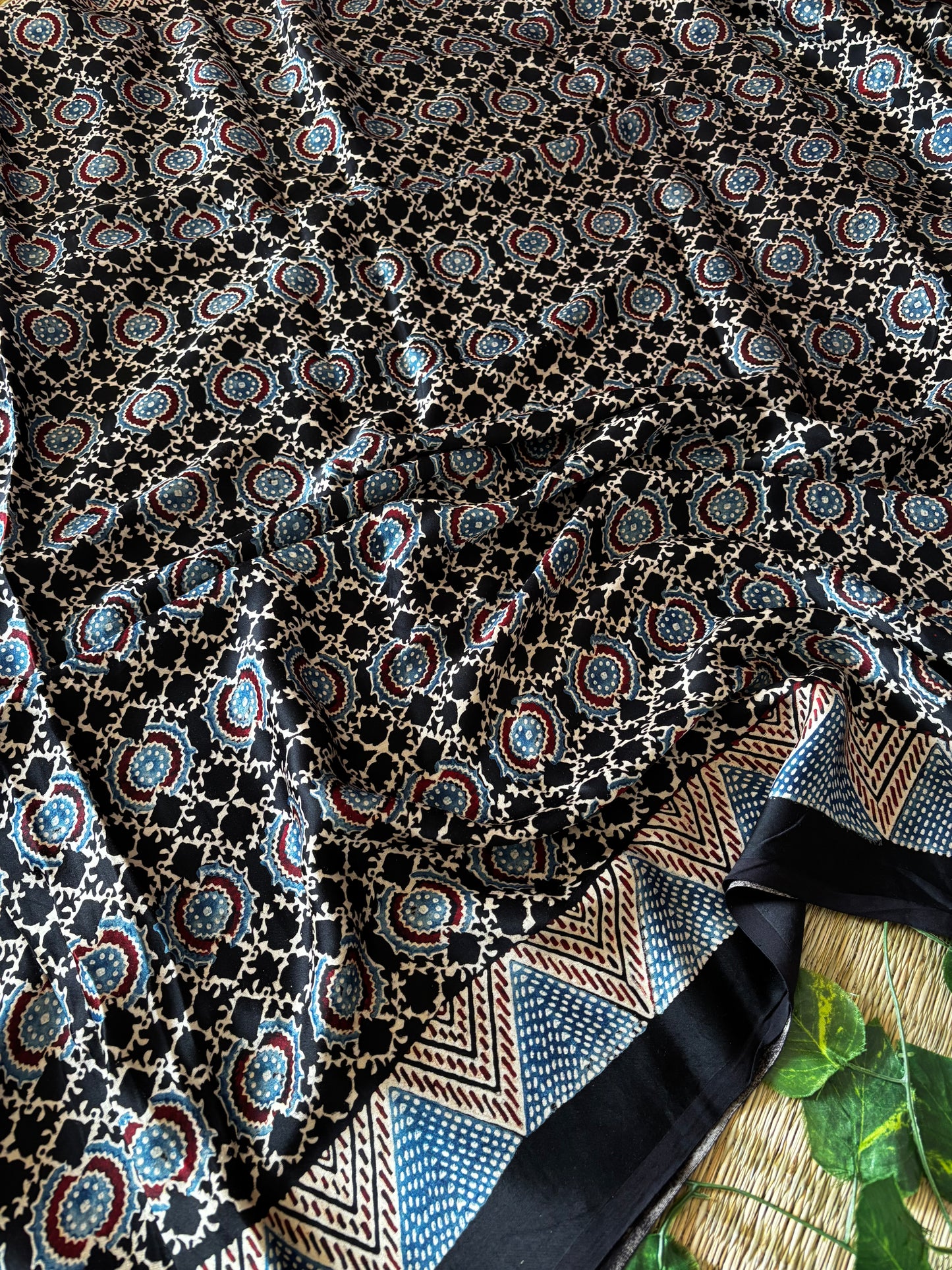Ajrakh Modal Silk Saree