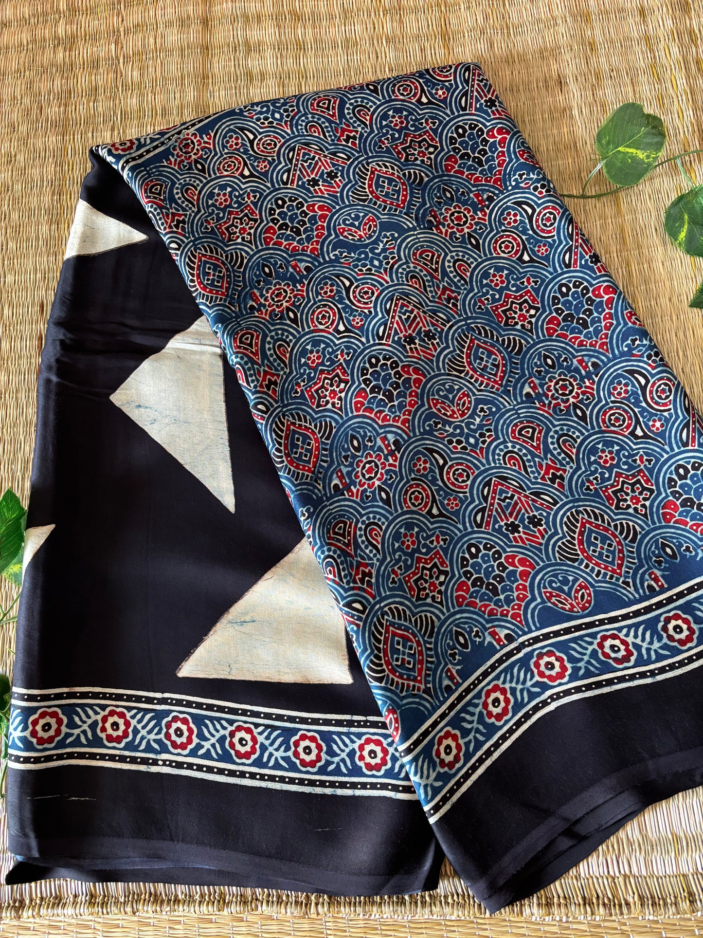 Ajrakh Modal Silk Saree