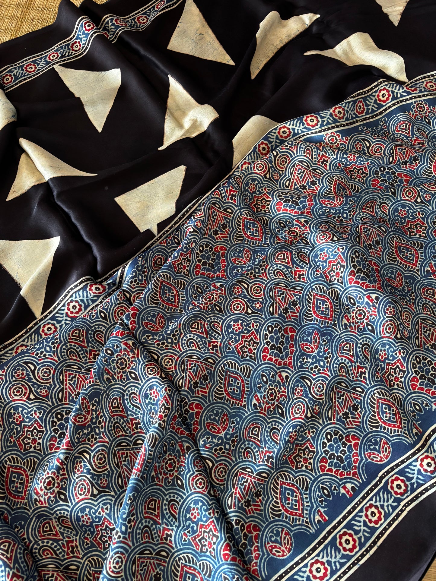 Ajrakh Modal Silk Saree