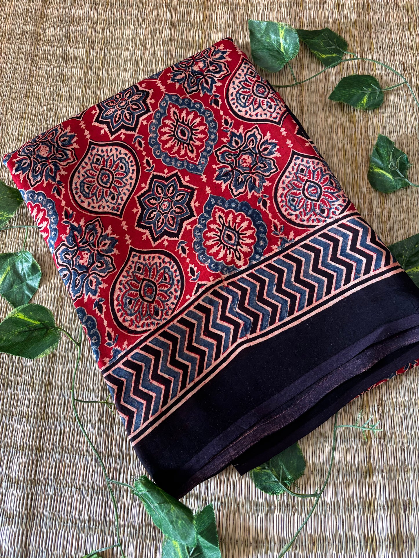 Ajrakh Modal Silk Saree