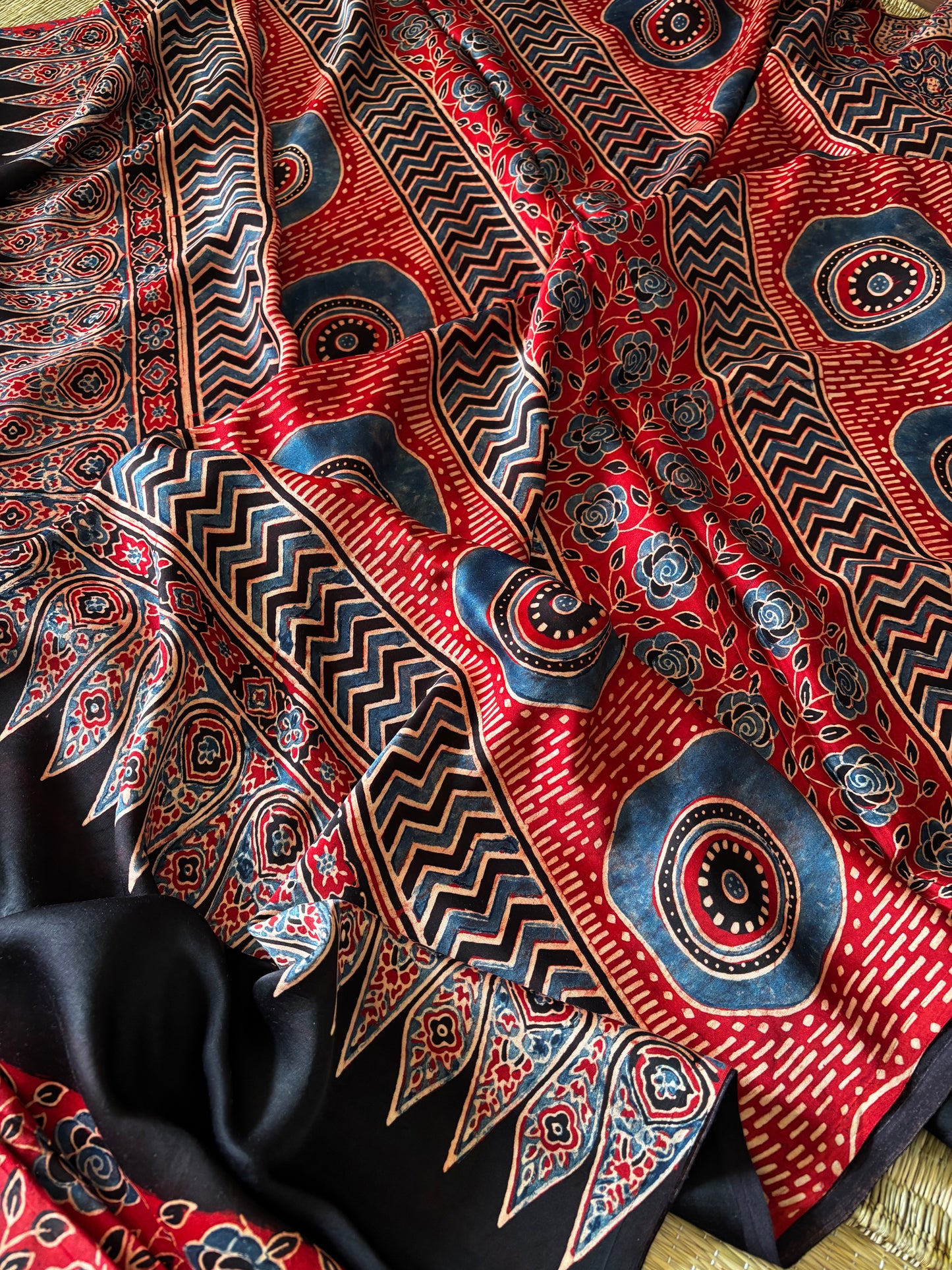 Ajrakh Modal Silk Saree