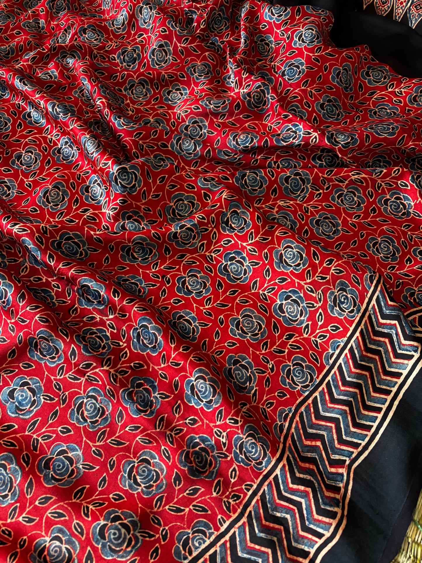 Ajrakh Modal Silk Saree