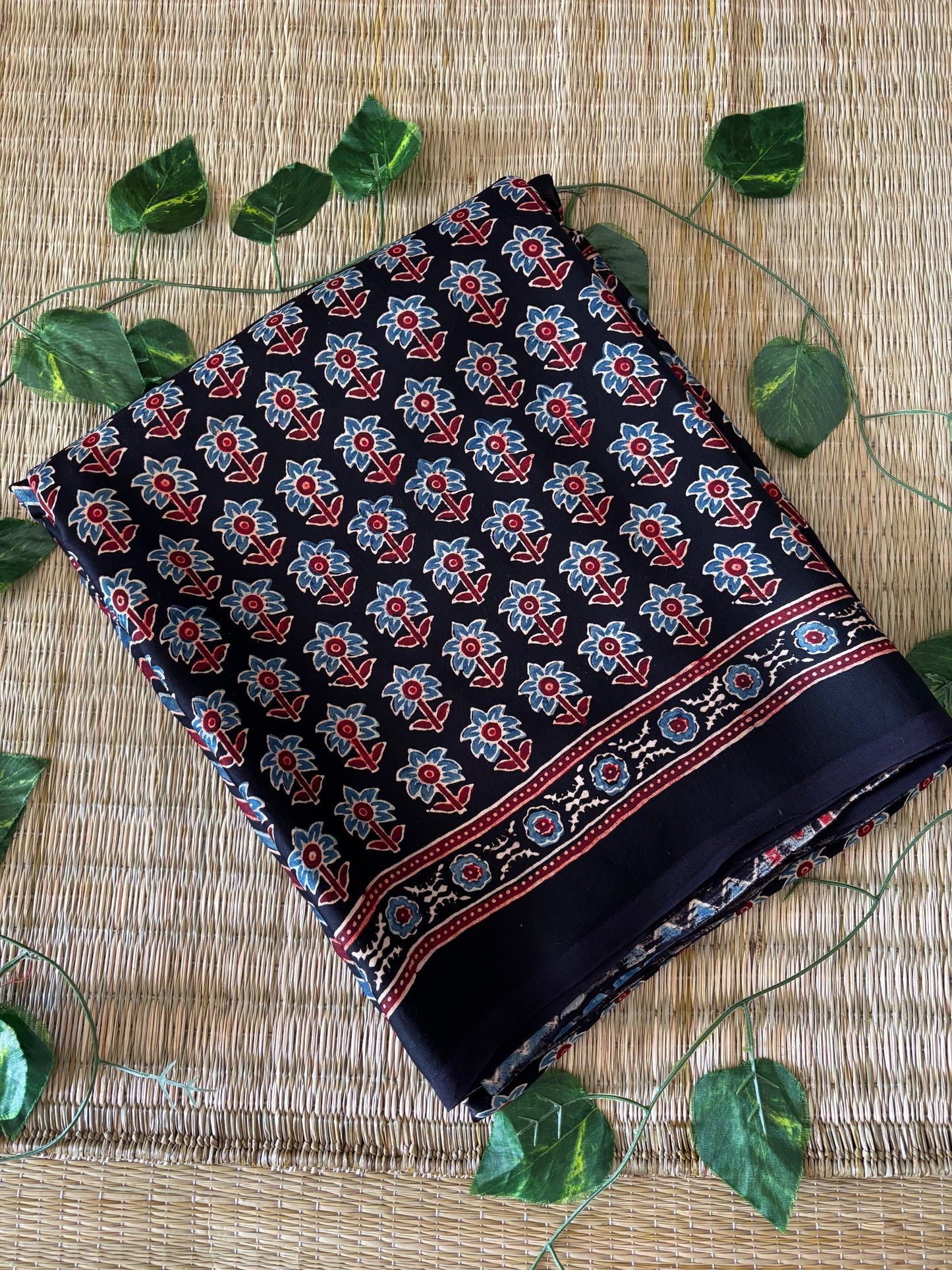 Ajrakh Modal Silk Saree