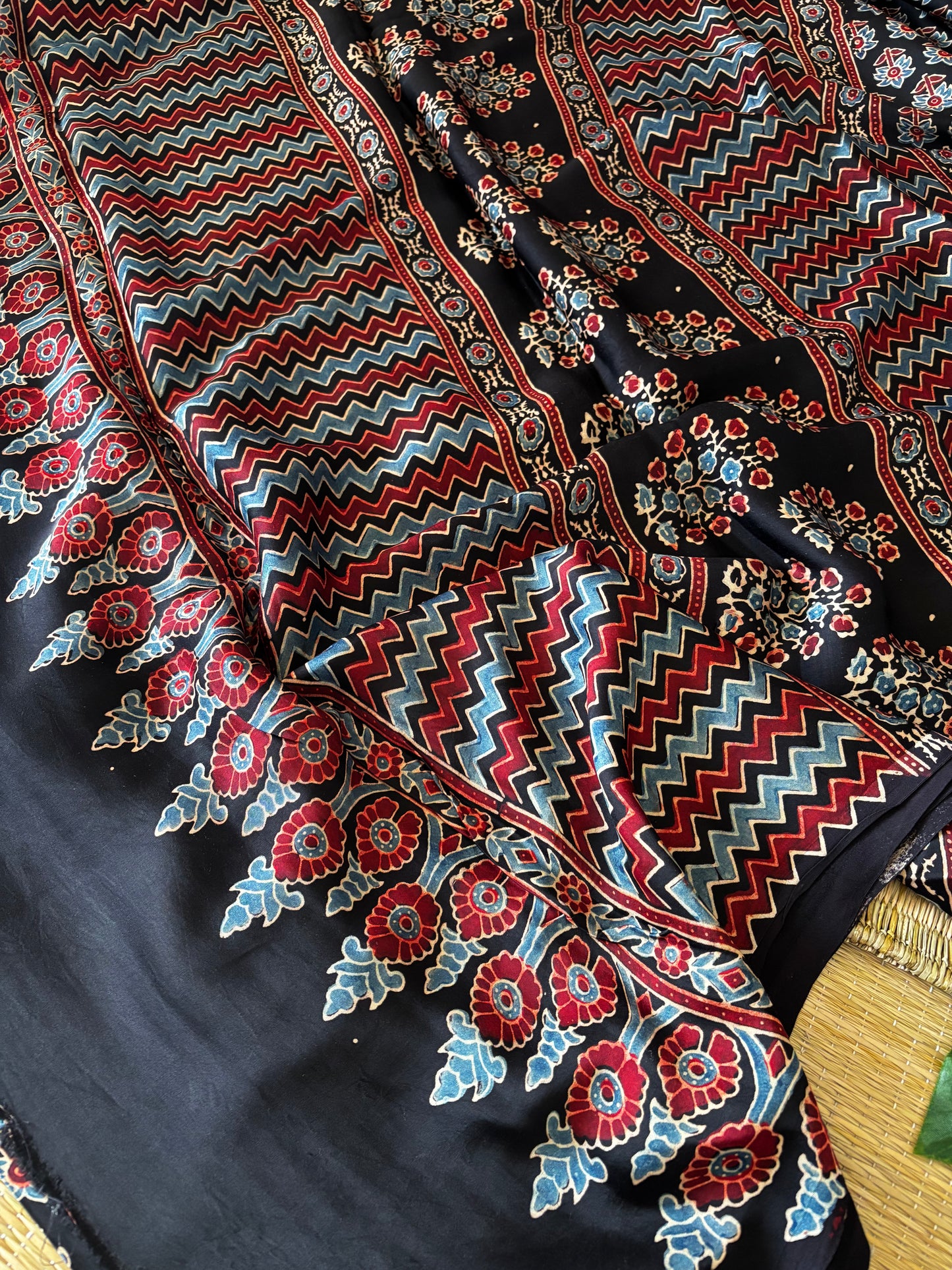 Ajrakh Modal Silk Saree