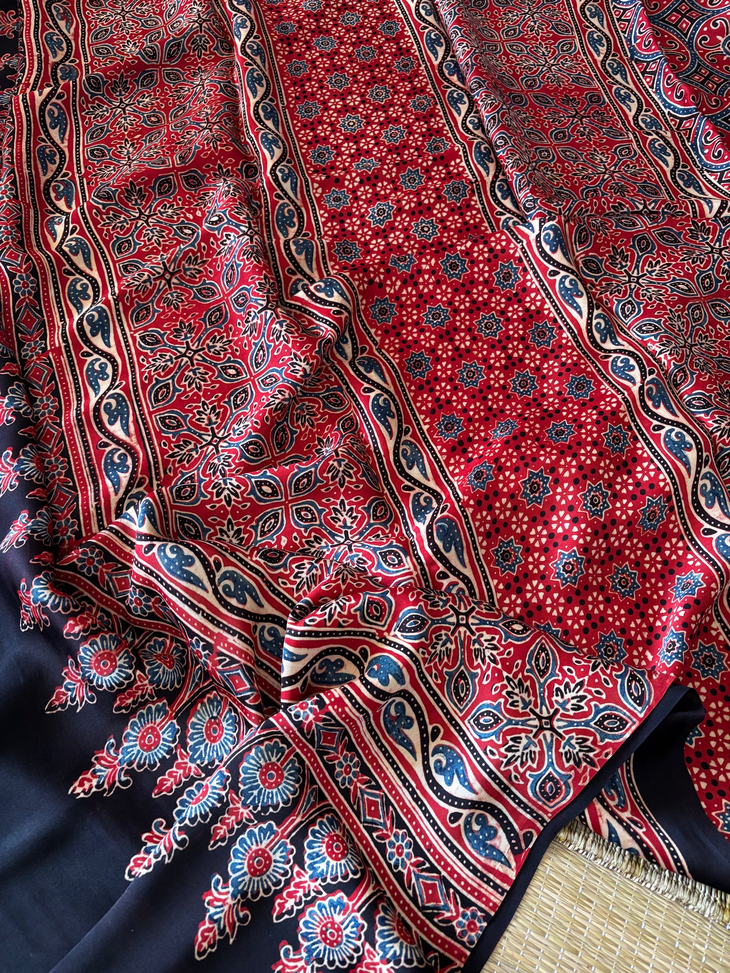Ajrakh Modal Silk Saree