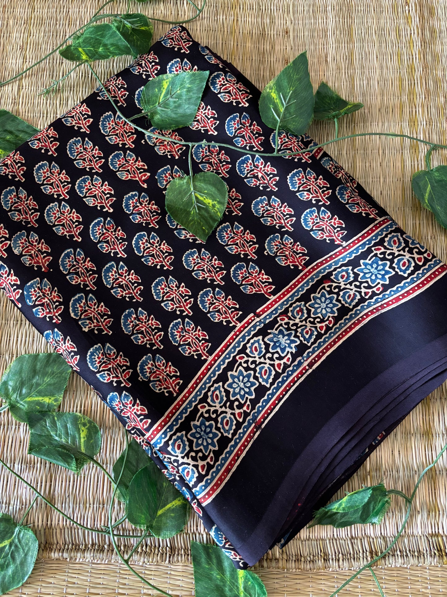 Ajrakh Modal Silk Saree