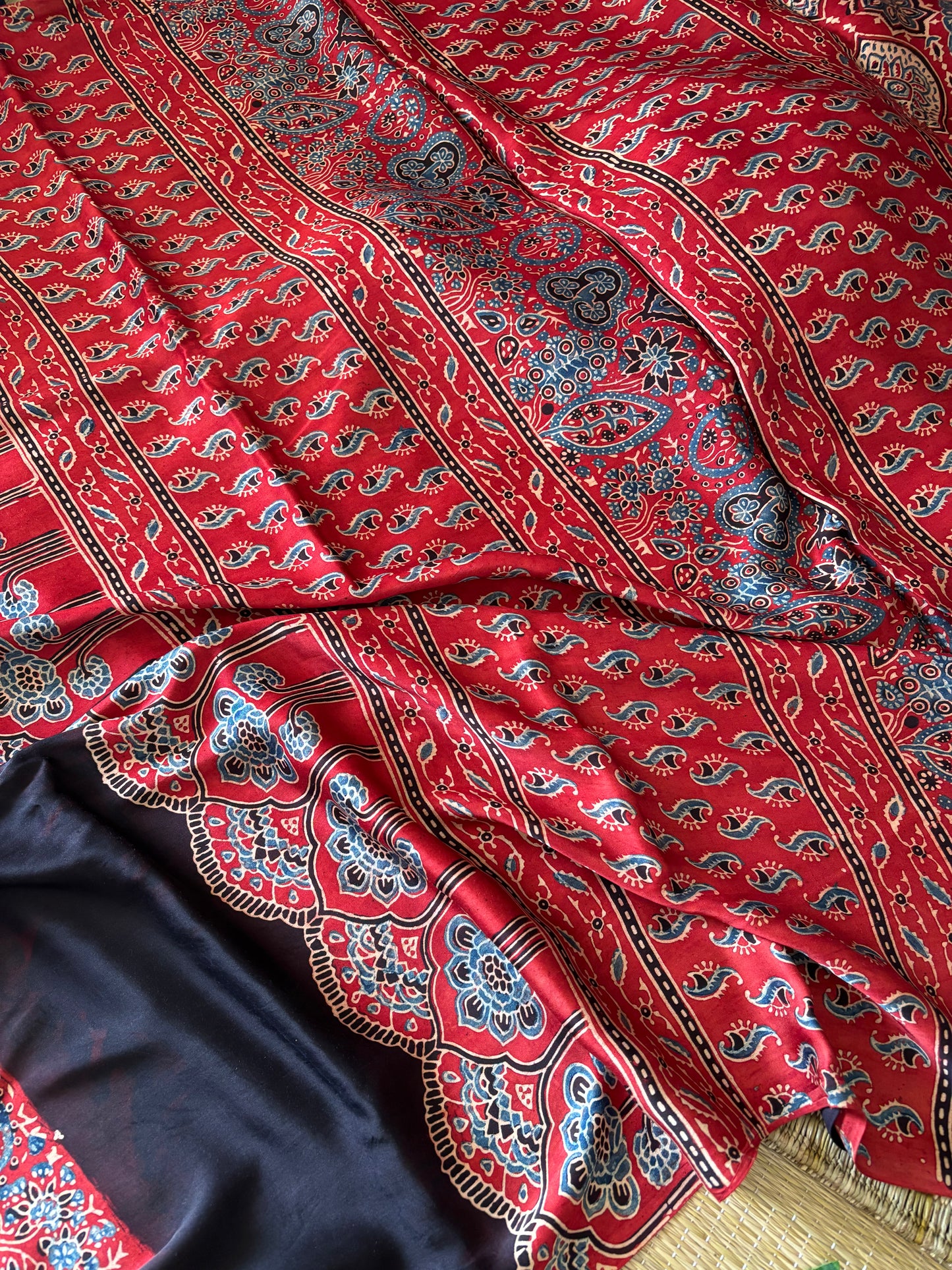 Ajrakh Modal Silk Saree
