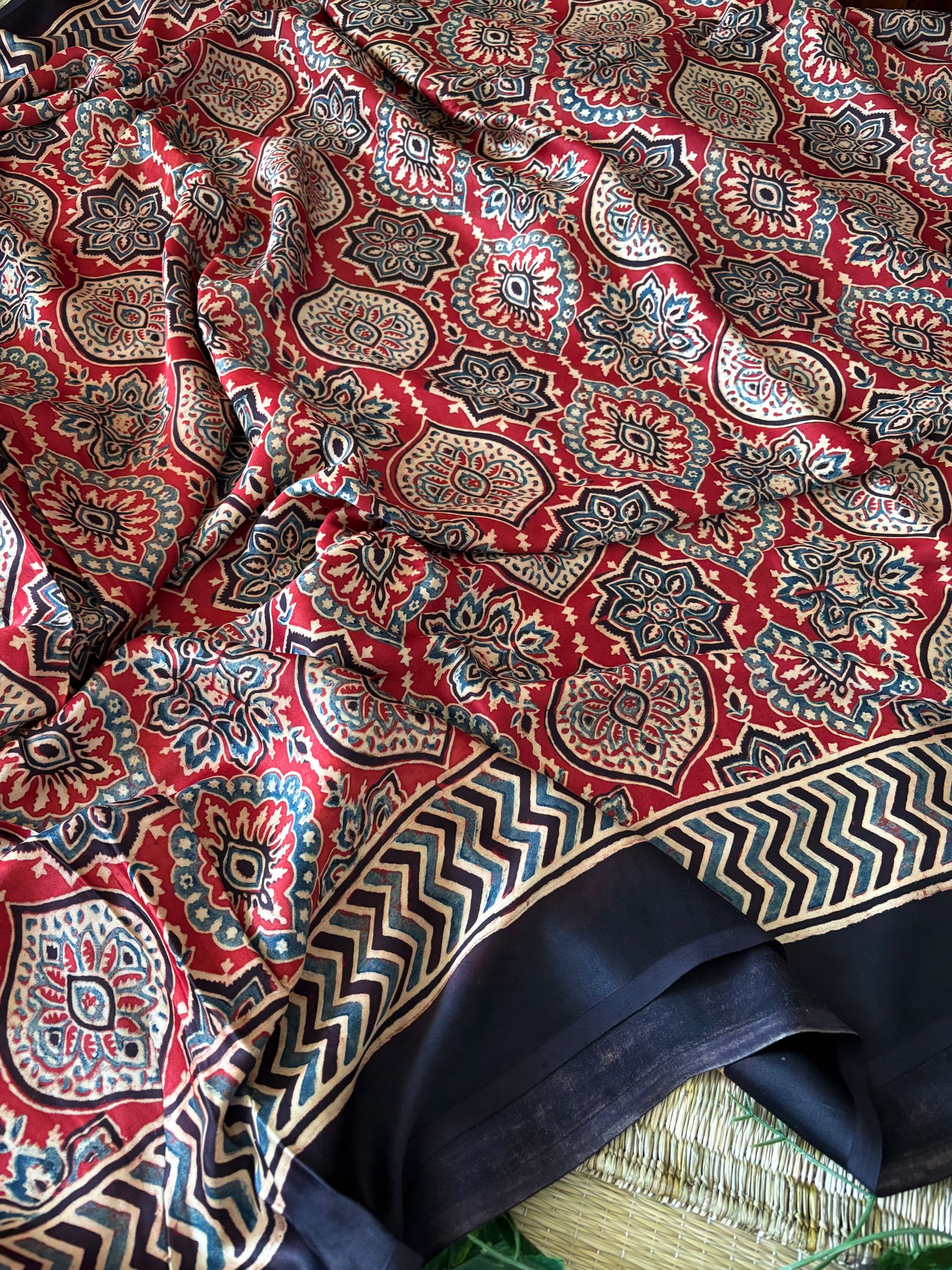 Ajrakh Modal Silk Saree