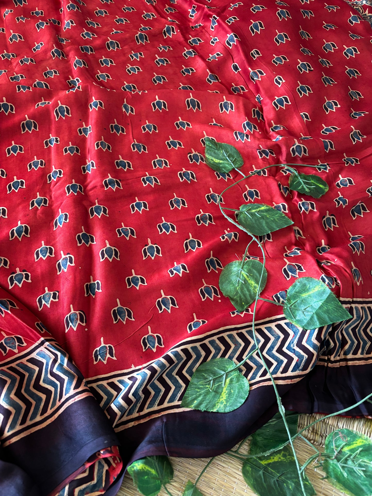 Ajrakh Modal Silk Saree