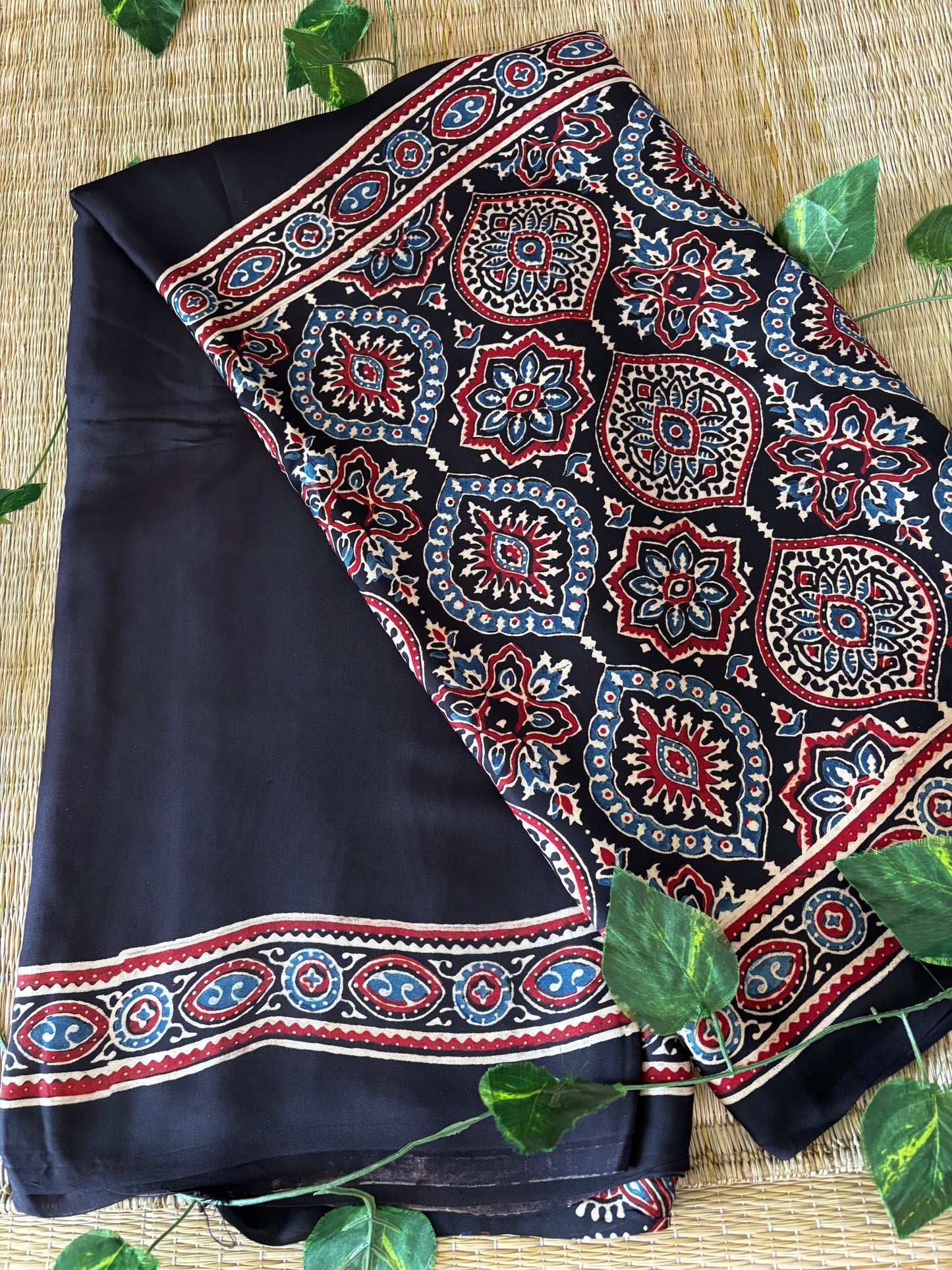 Ajrakh Modal Silk Saree