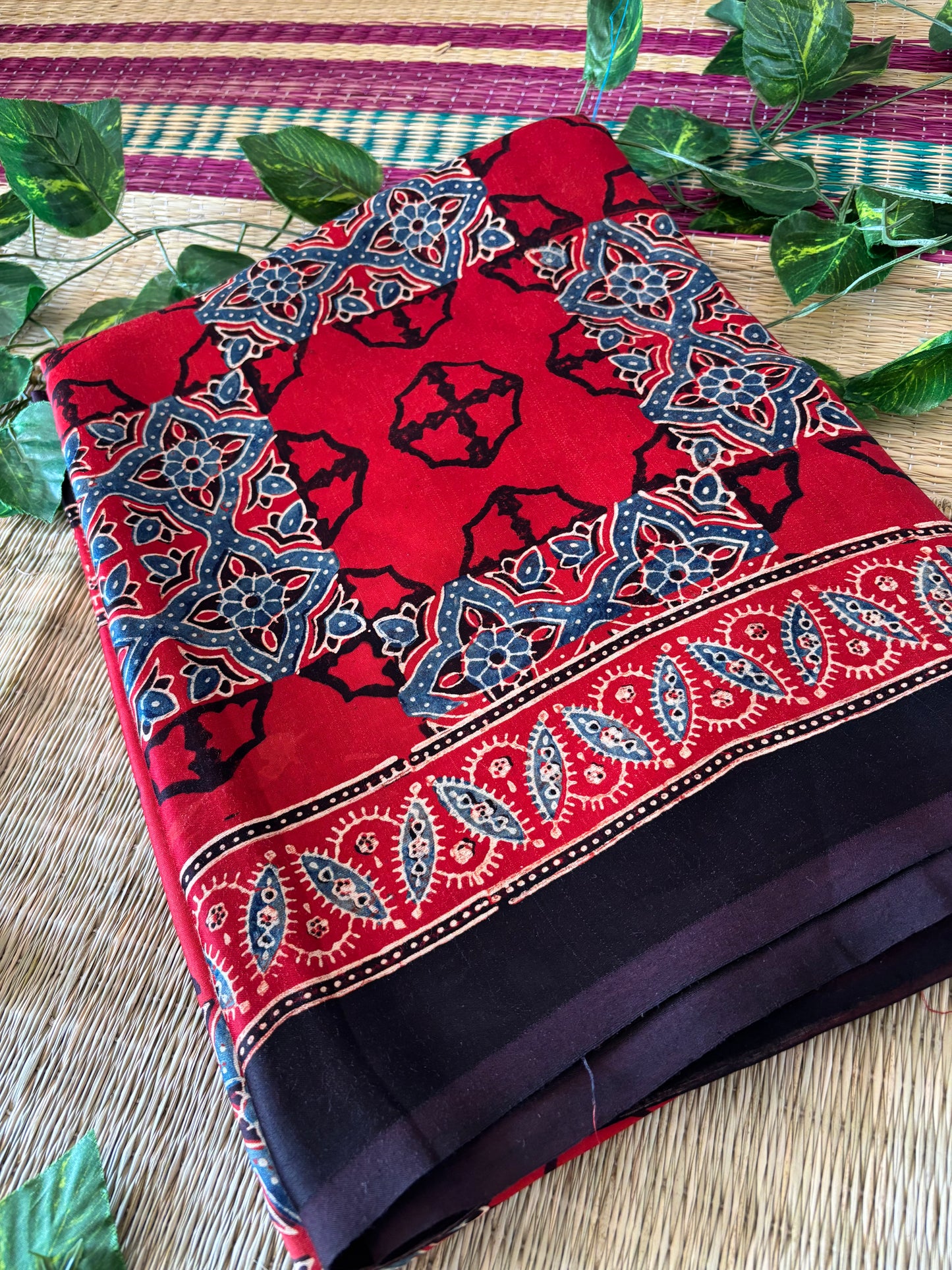Ajrakh Modal Silk Saree