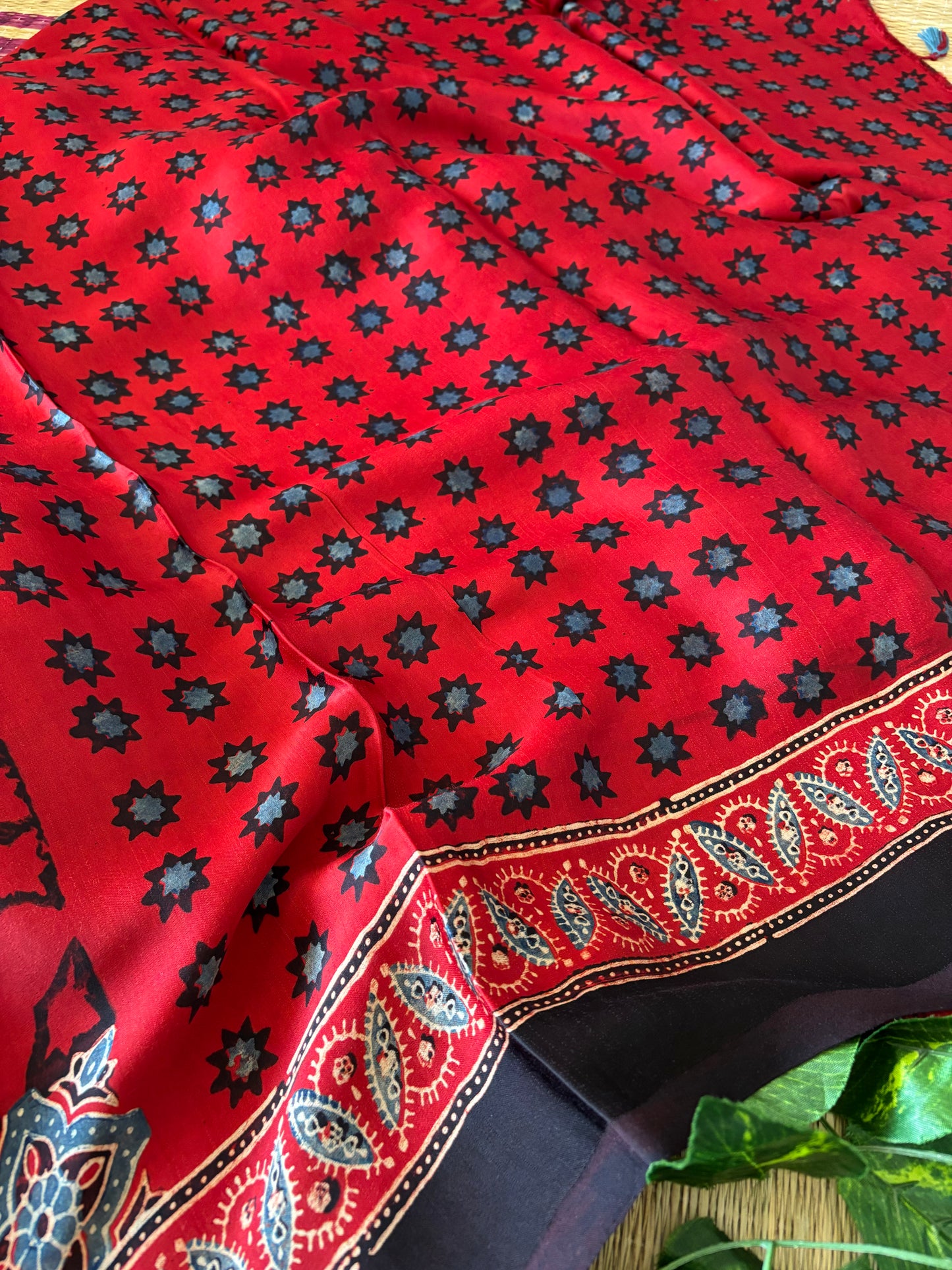 Ajrakh Modal Silk Saree