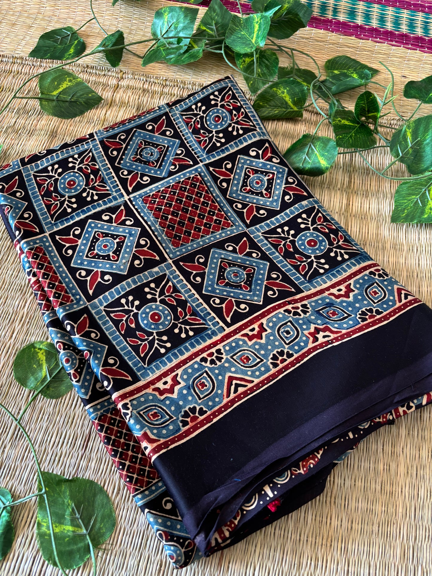 Ajrakh Modal Silk Saree