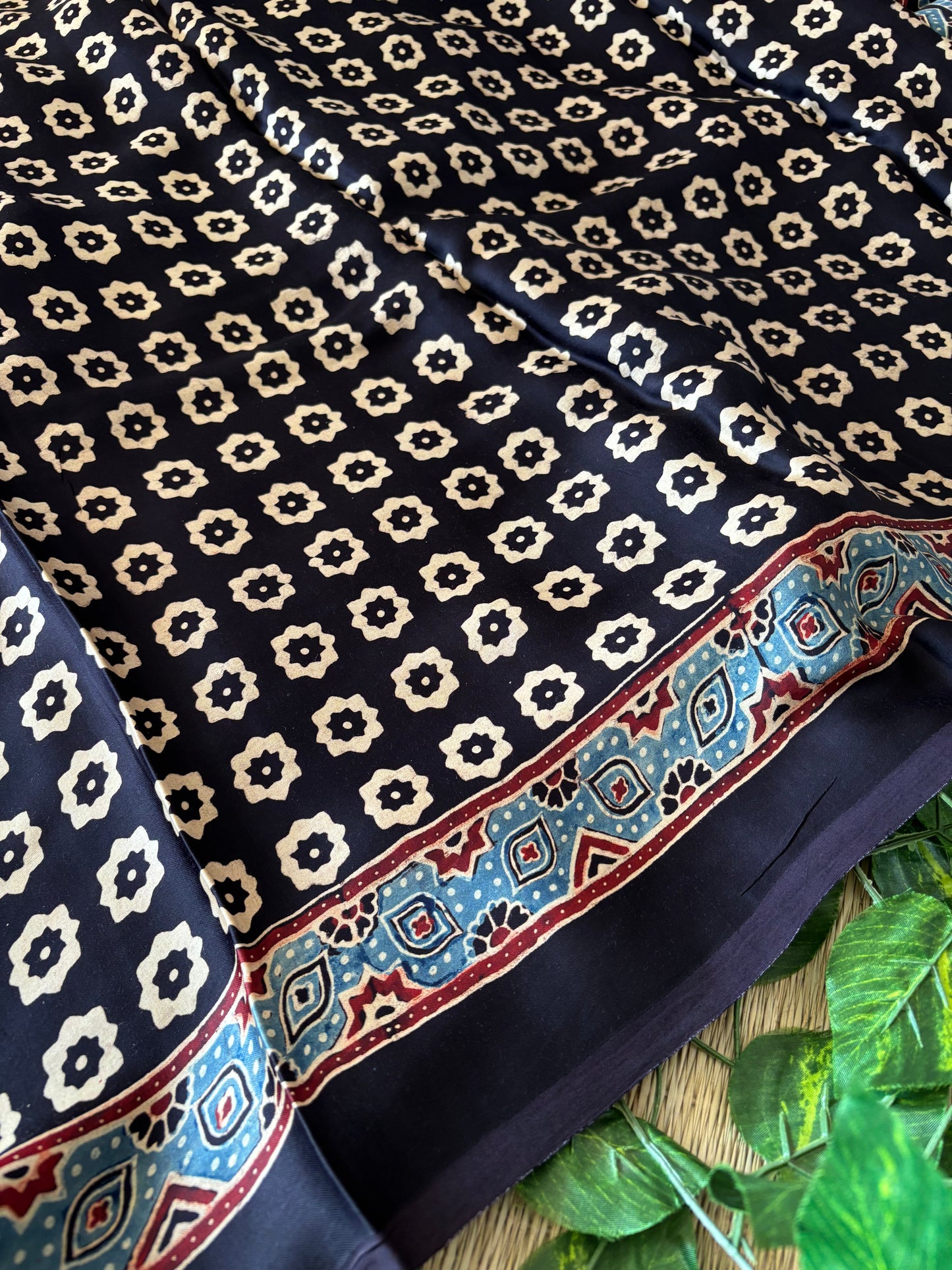 Ajrakh Modal Silk Saree