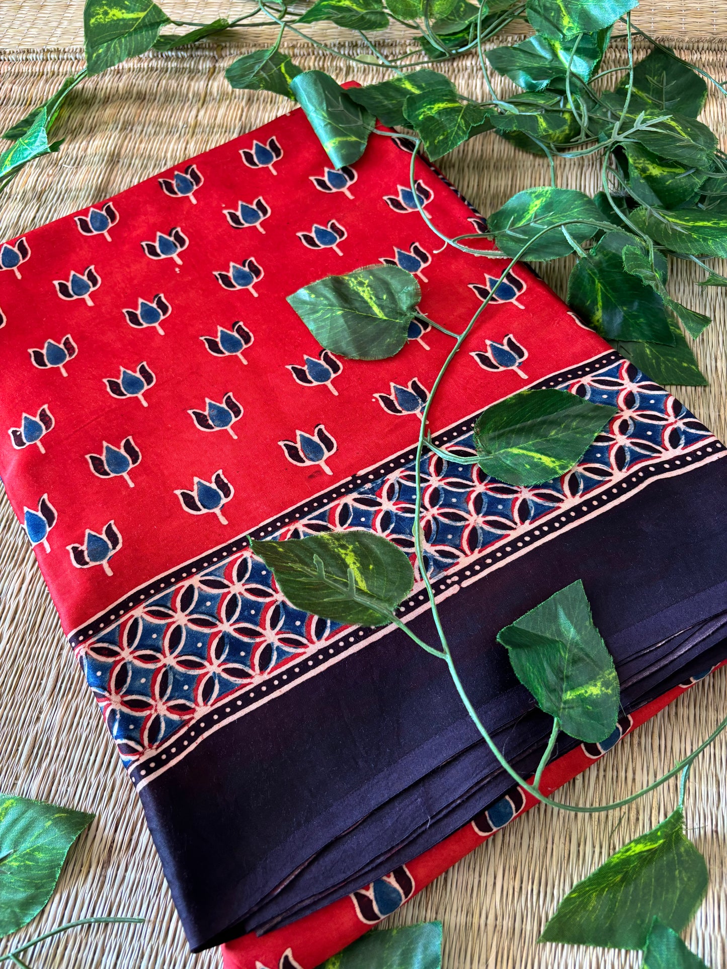 Ajrakh Modal Silk Saree