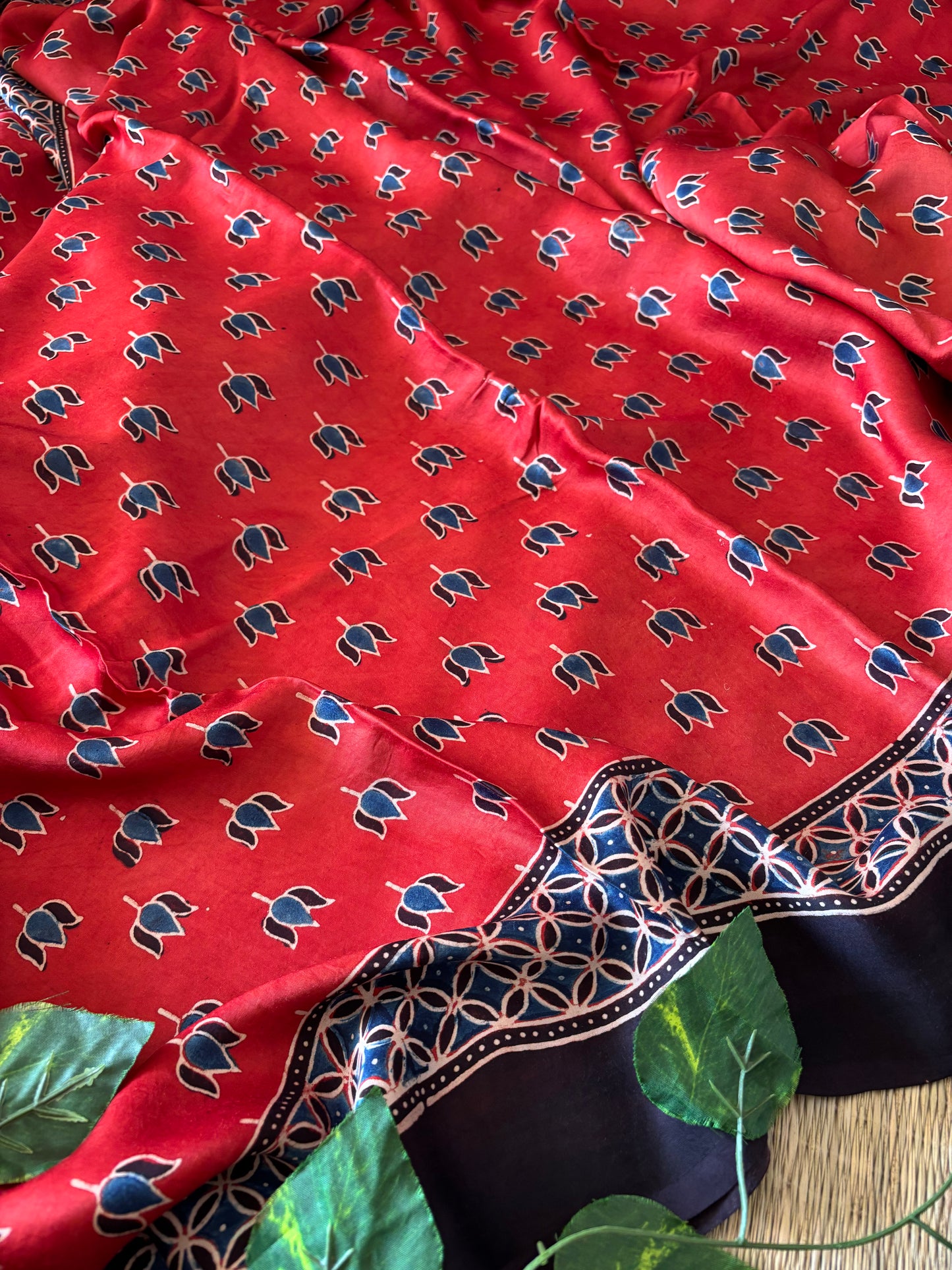 Ajrakh Modal Silk Saree