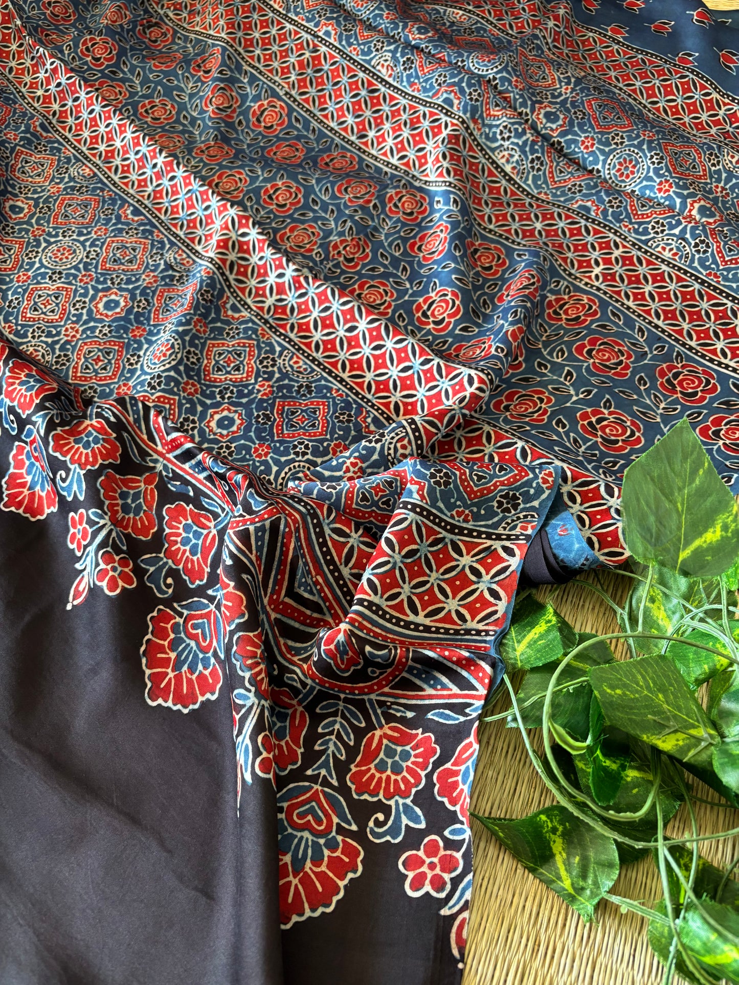 Ajrakh Modal Silk Saree