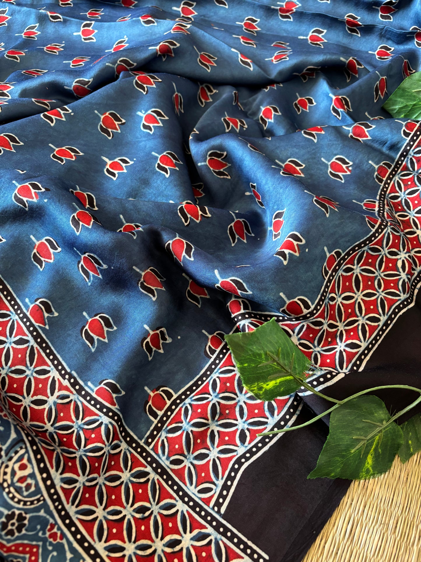 Ajrakh Modal Silk Saree