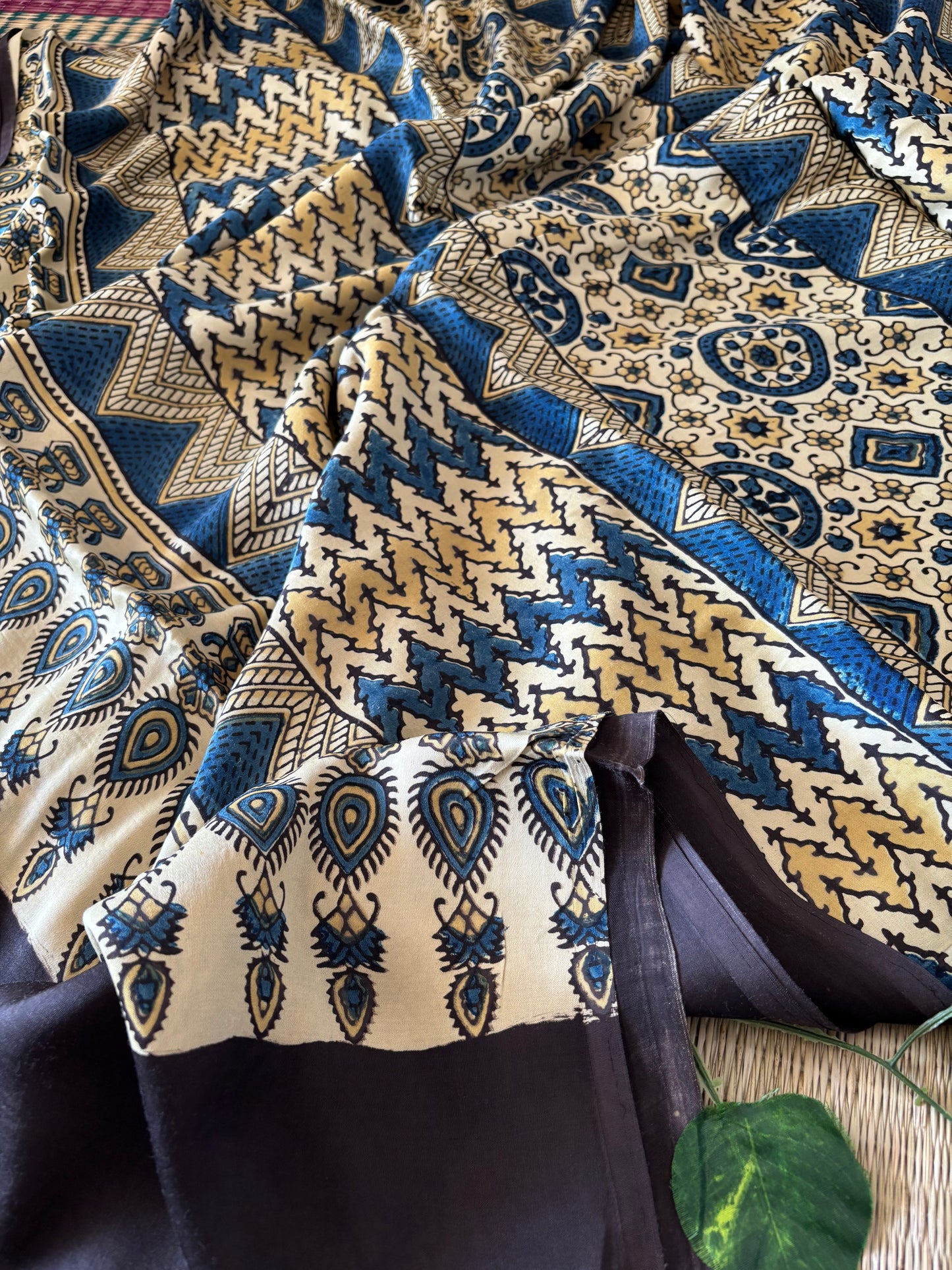 Ajrakh Modal Silk Saree