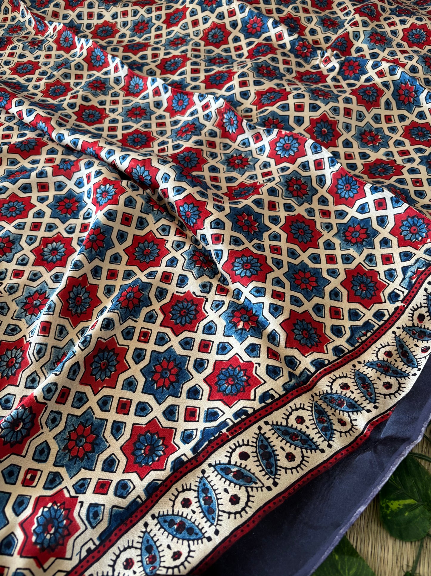 Ajrakh Modal Silk Saree