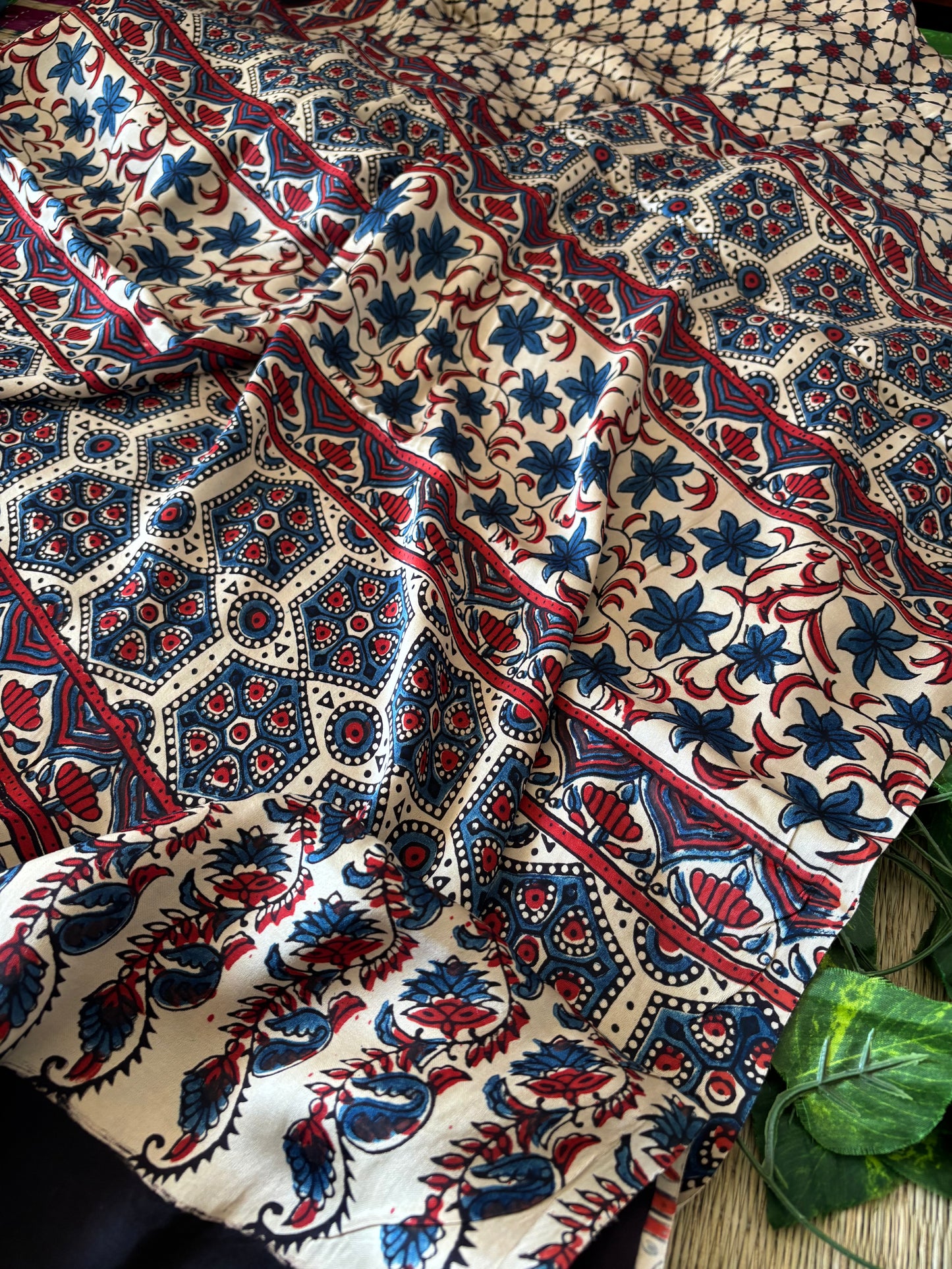 Ajrakh Modal Silk Saree