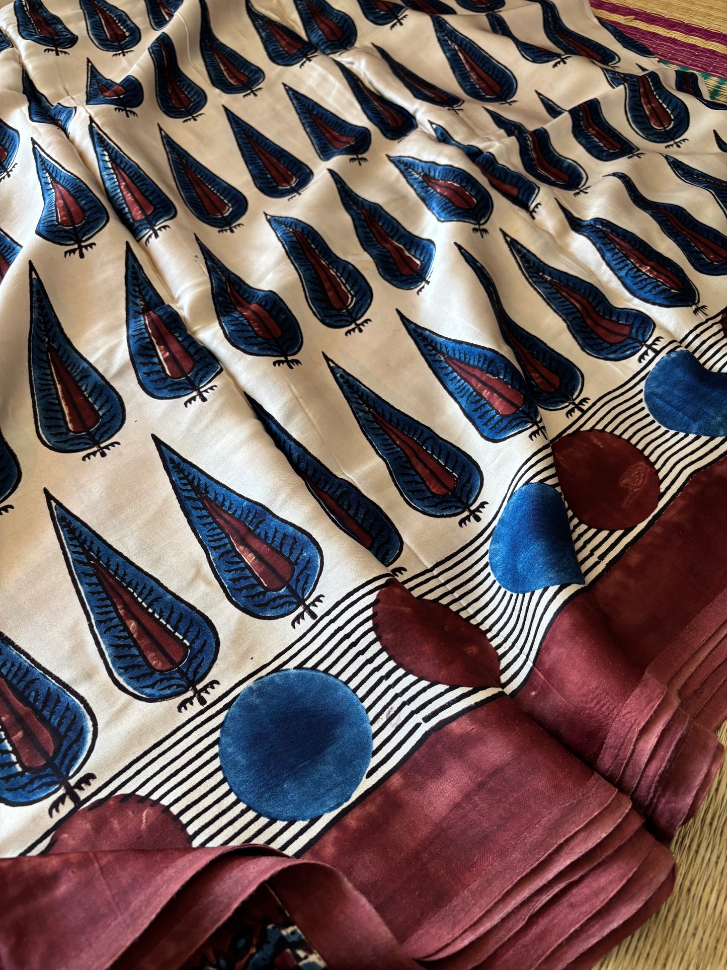 Ajrakh Modal Silk Saree