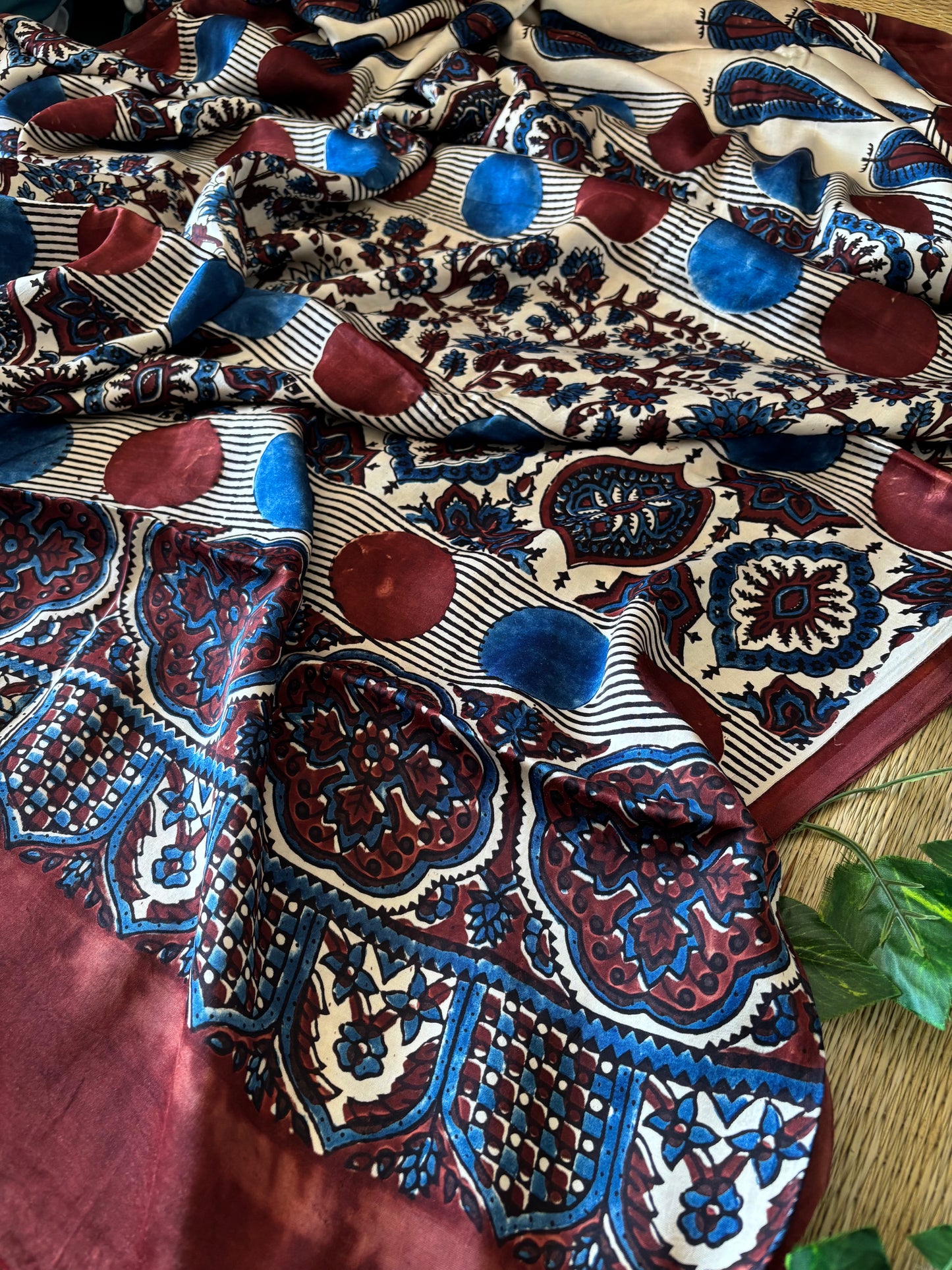 Ajrakh Modal Silk Saree
