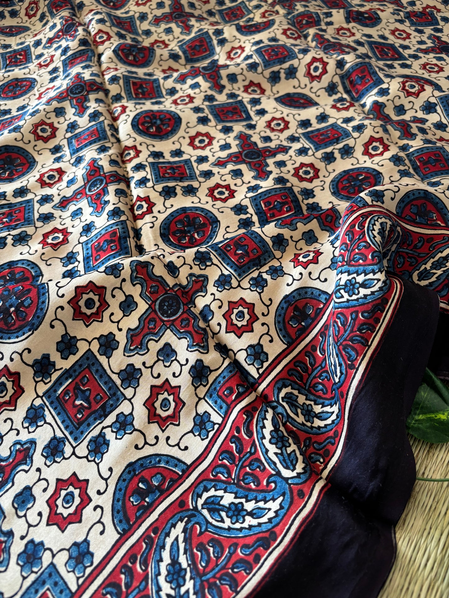 Ajrakh Modal Silk Saree