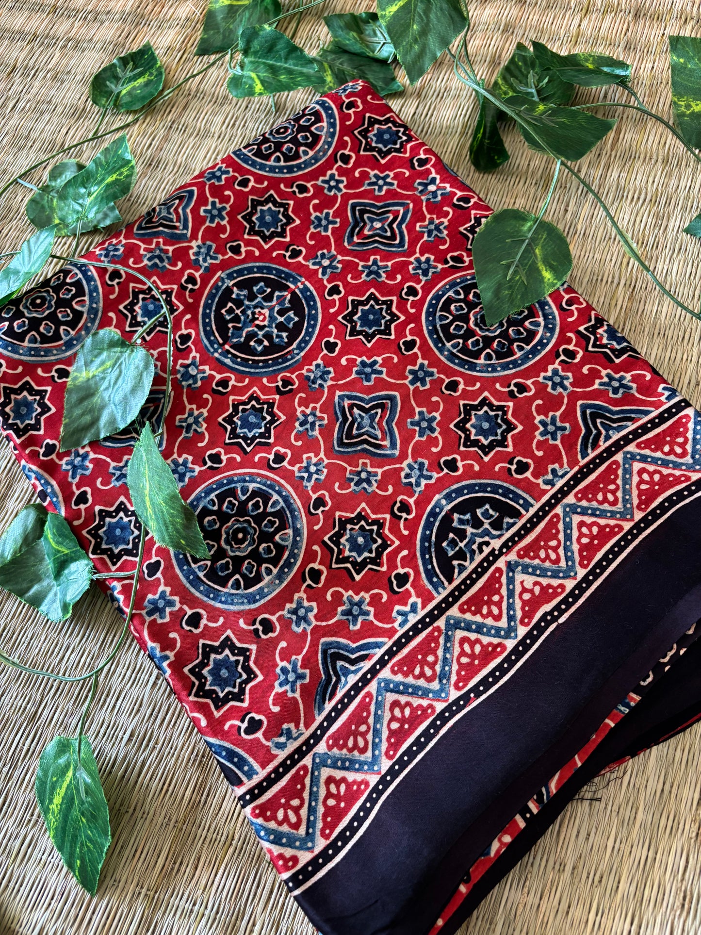 Ajrakh Modal Silk Saree