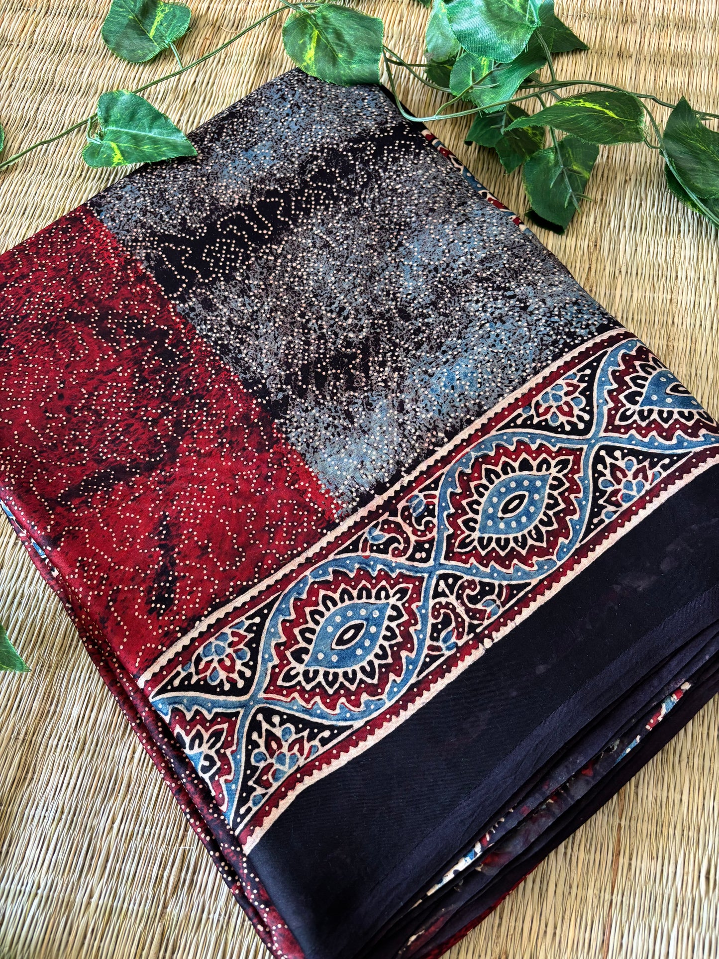Ajrakh Modal Silk Saree