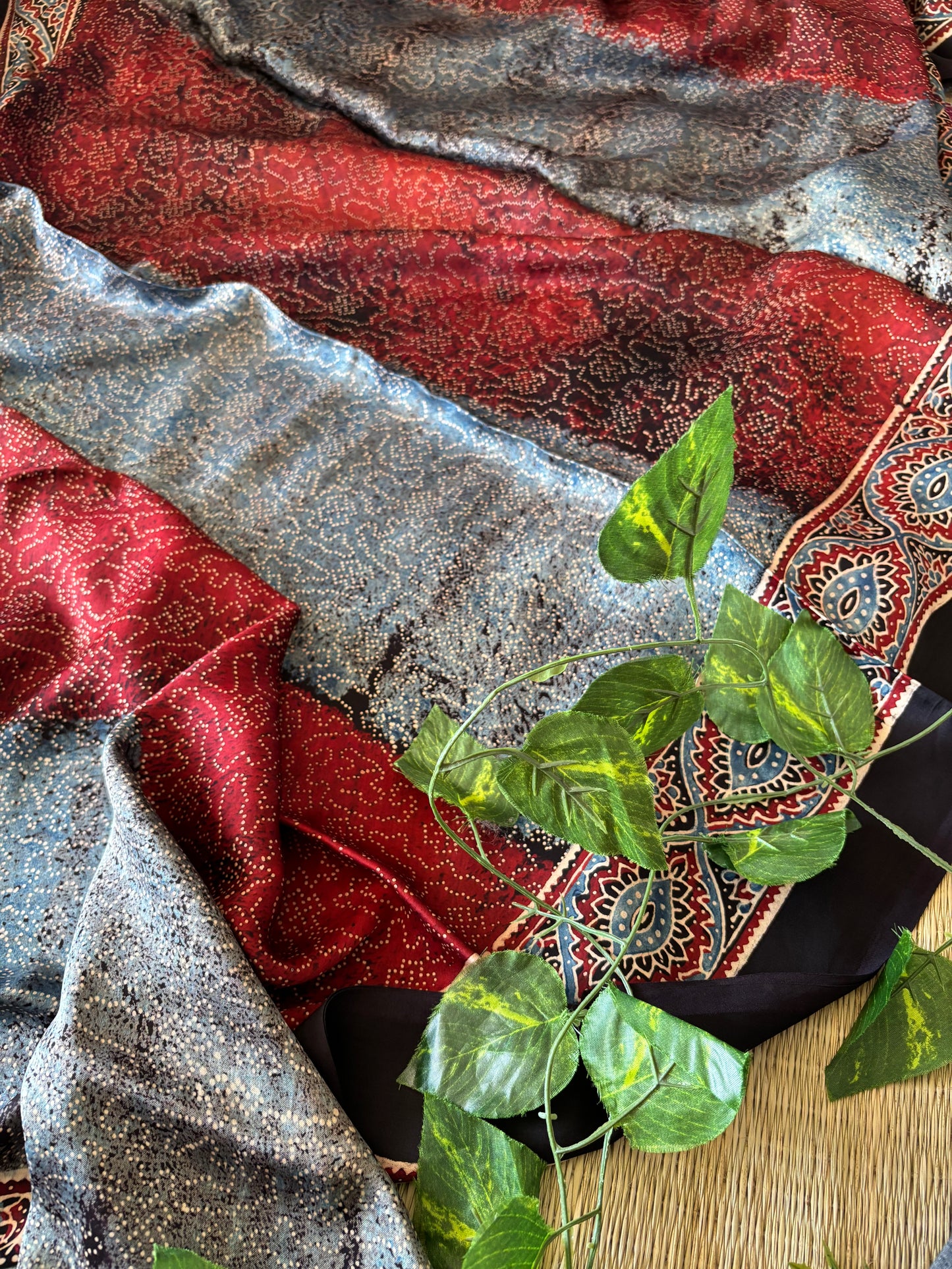 Ajrakh Modal Silk Saree