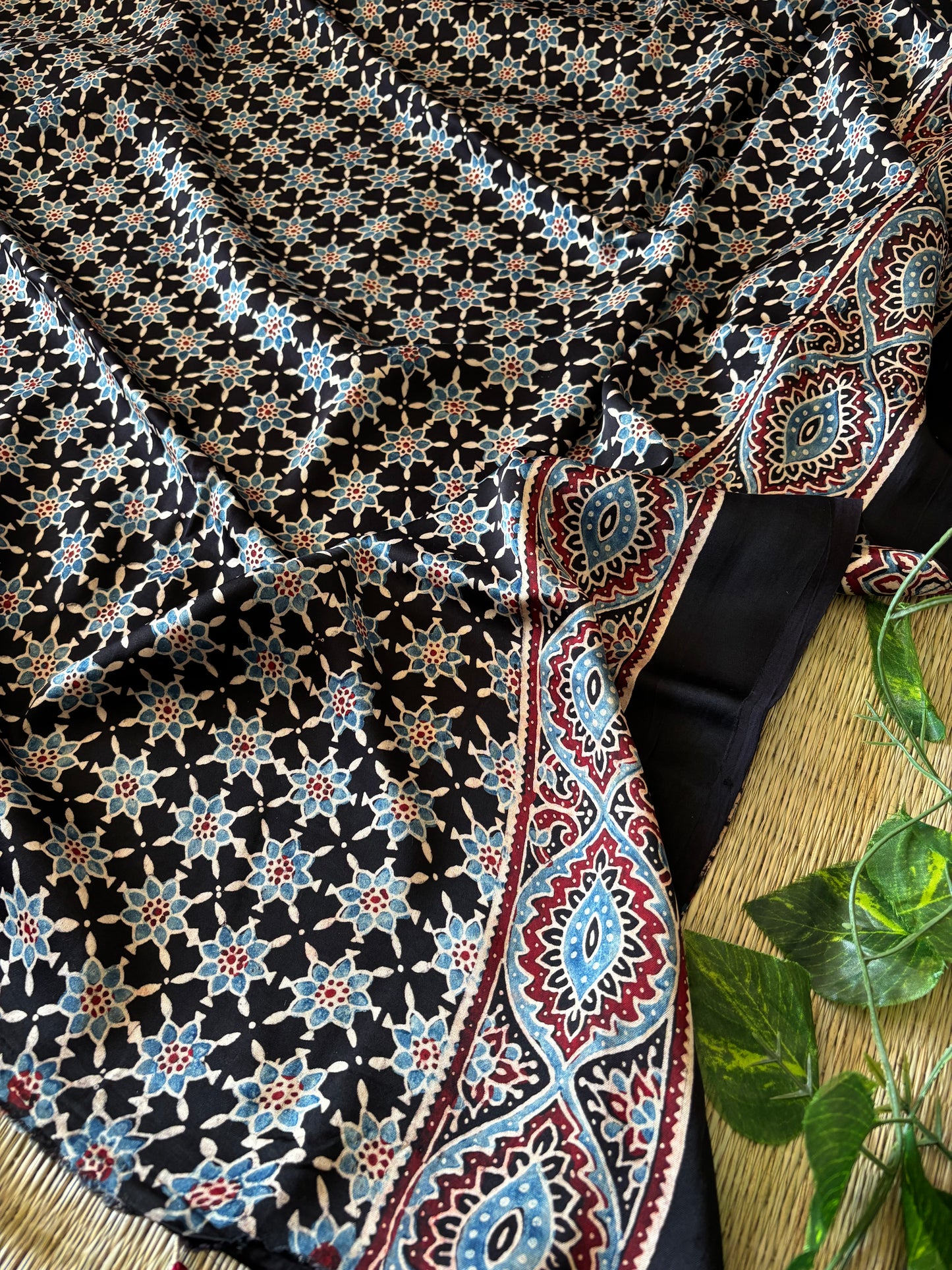 Ajrakh Modal Silk Saree