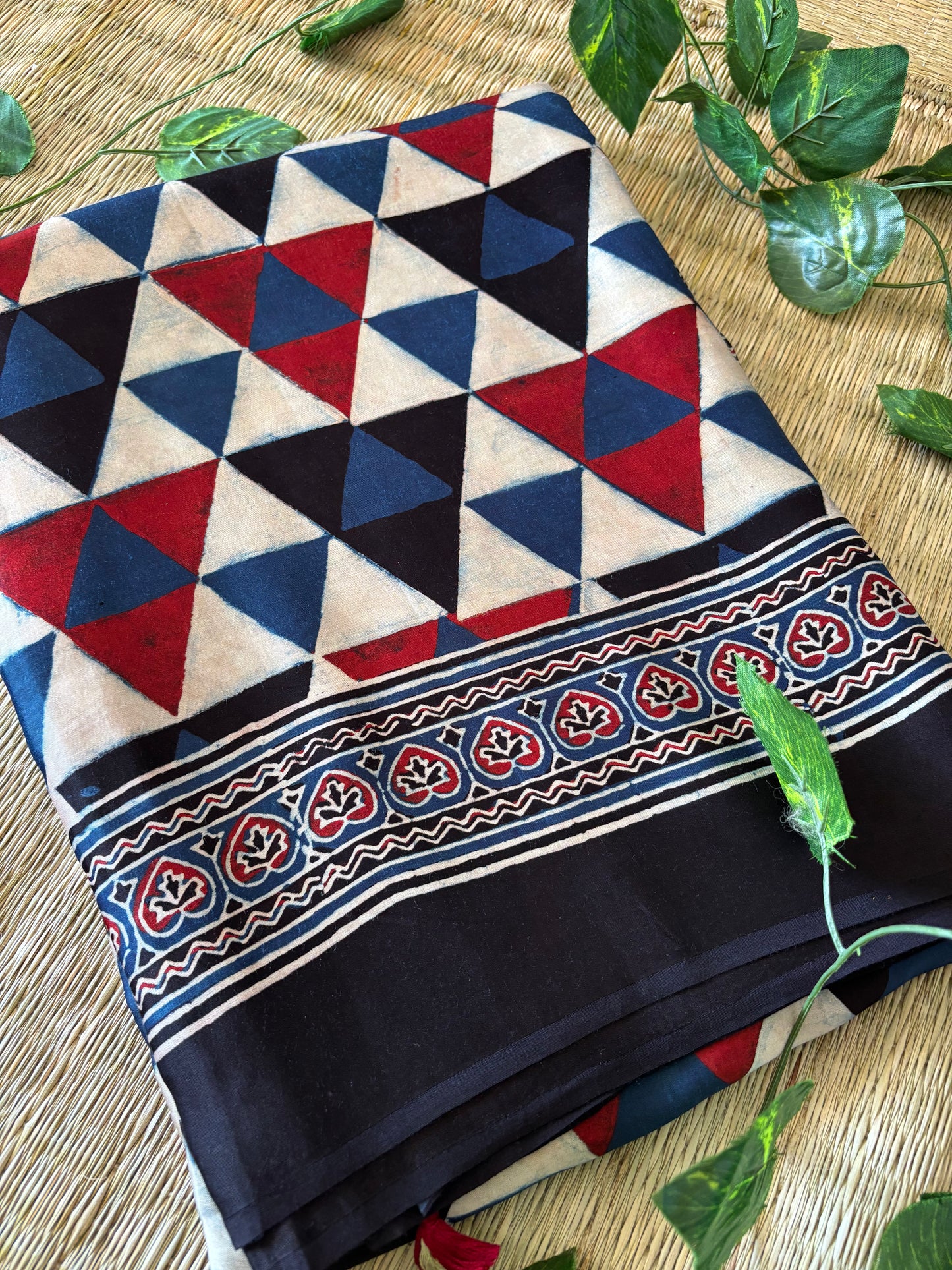 Ajrakh Modal Silk Saree