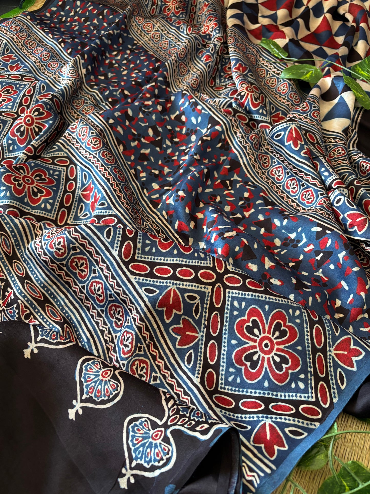 Ajrakh Modal Silk Saree
