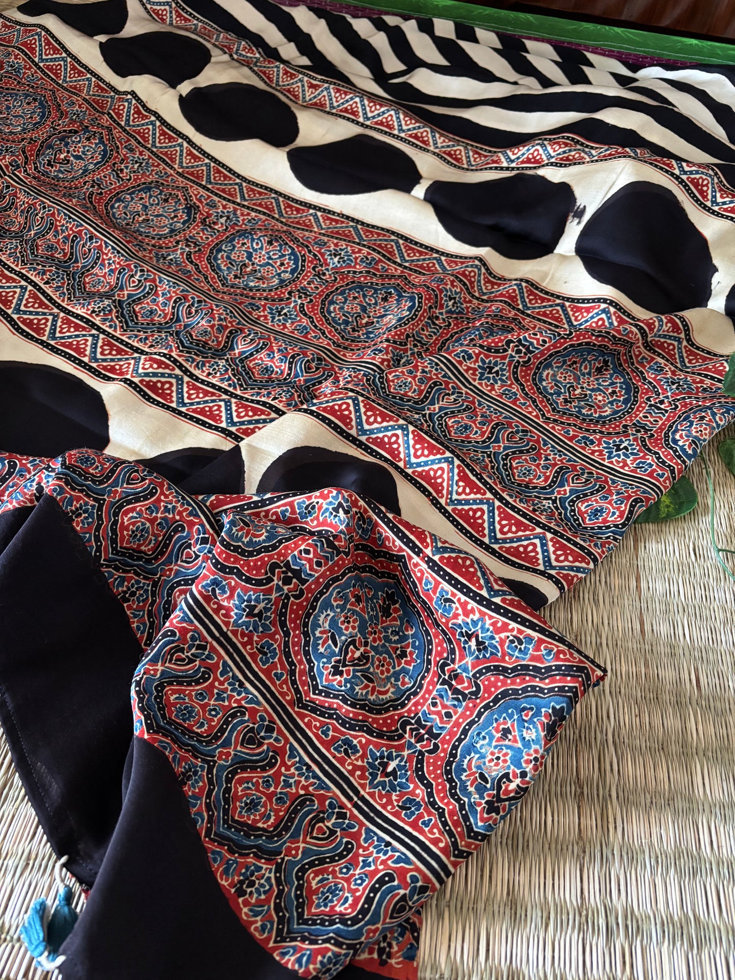 Ajrakh Modal Silk Saree