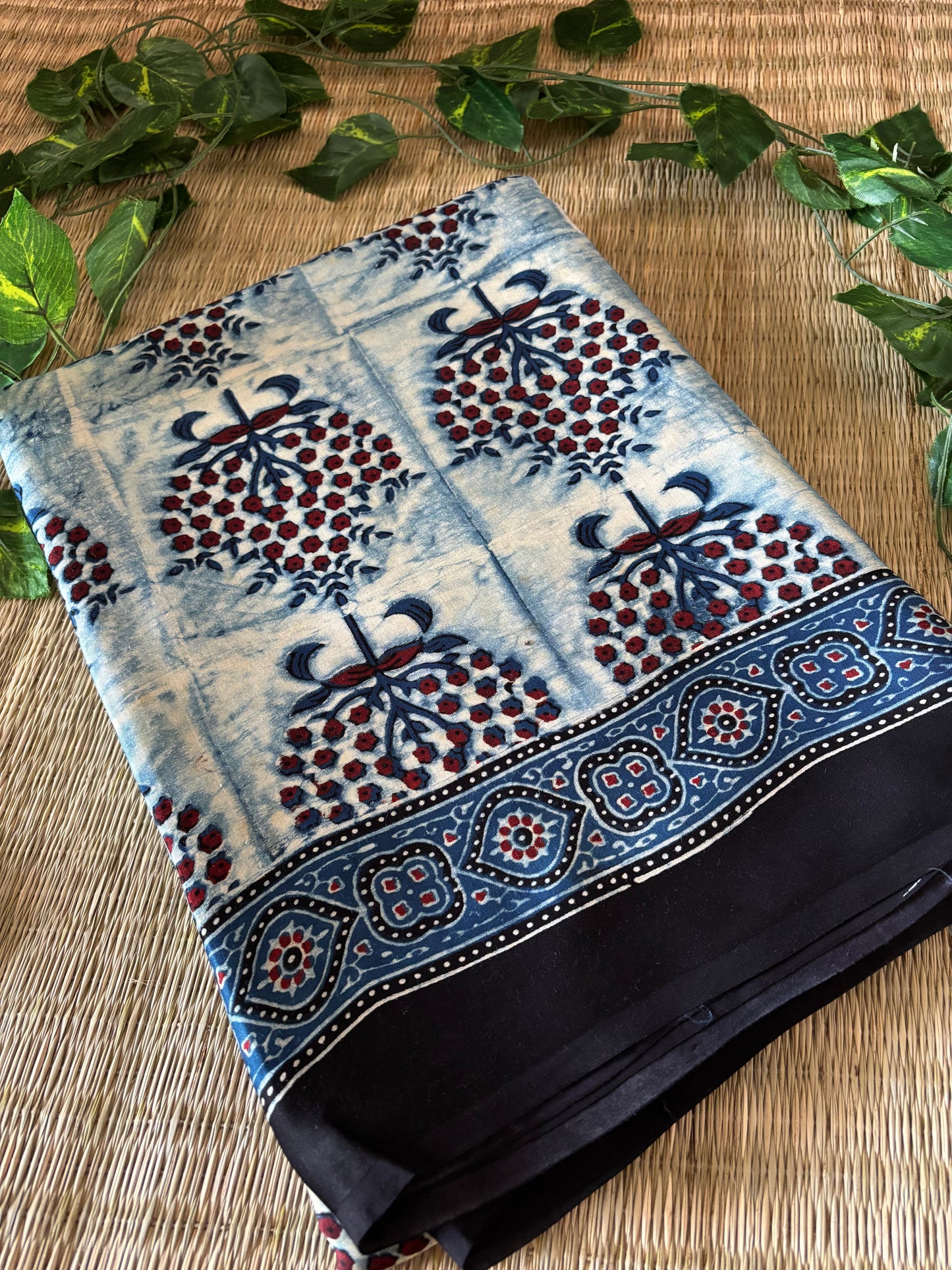 Ajrakh Modal Silk Saree
