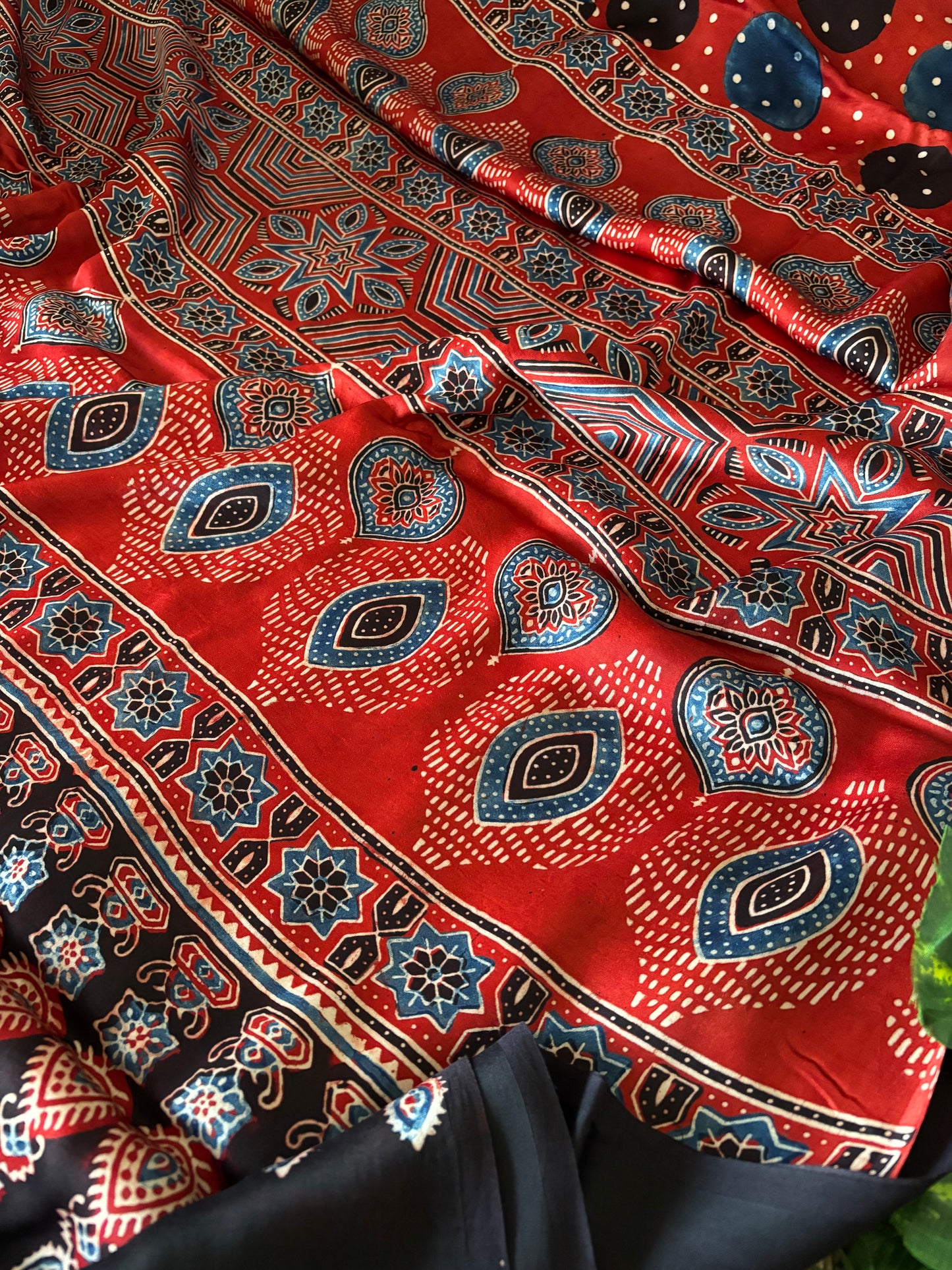 Ajrakh Modal Silk Saree