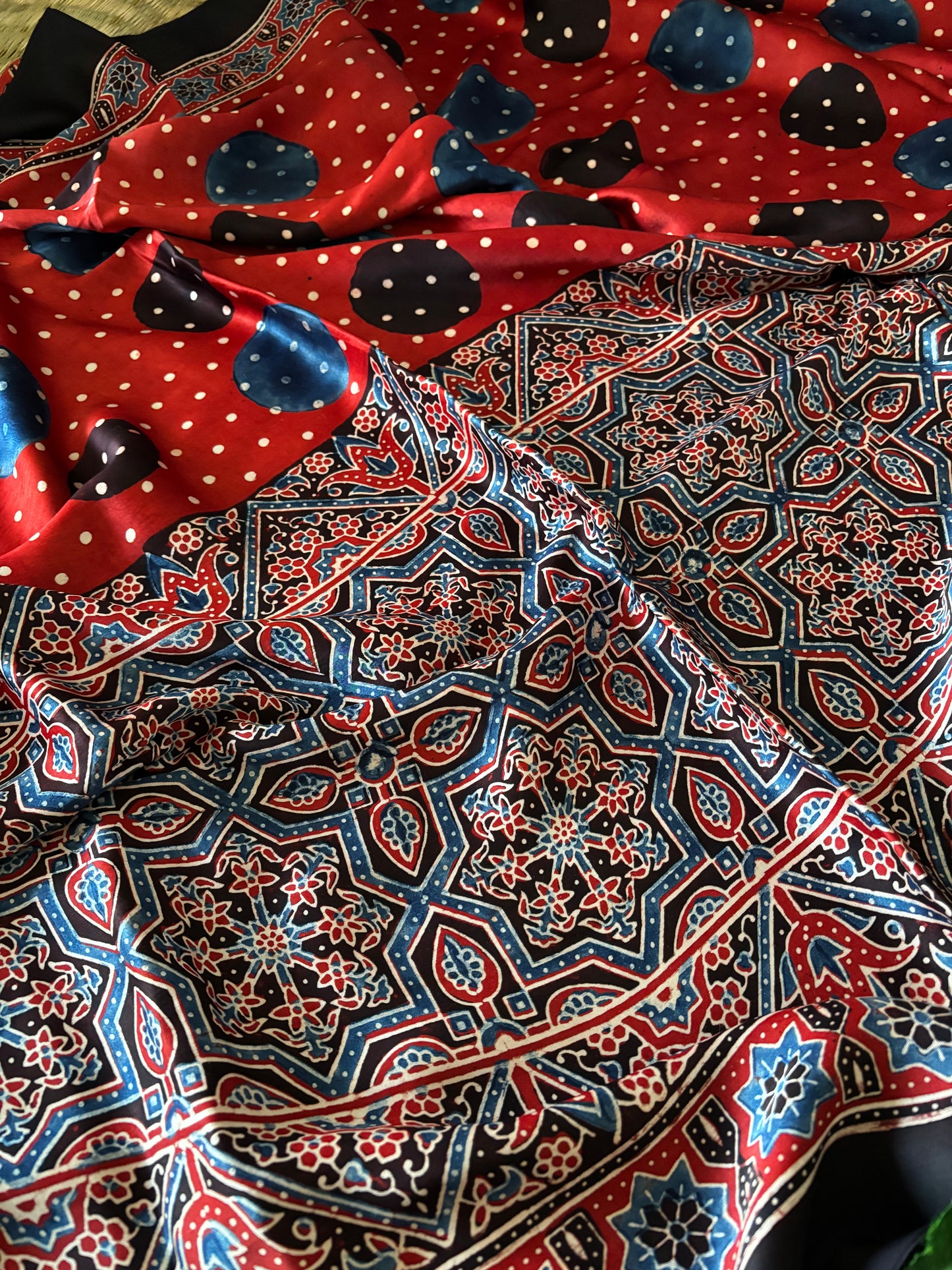 Ajrakh Modal Silk Saree