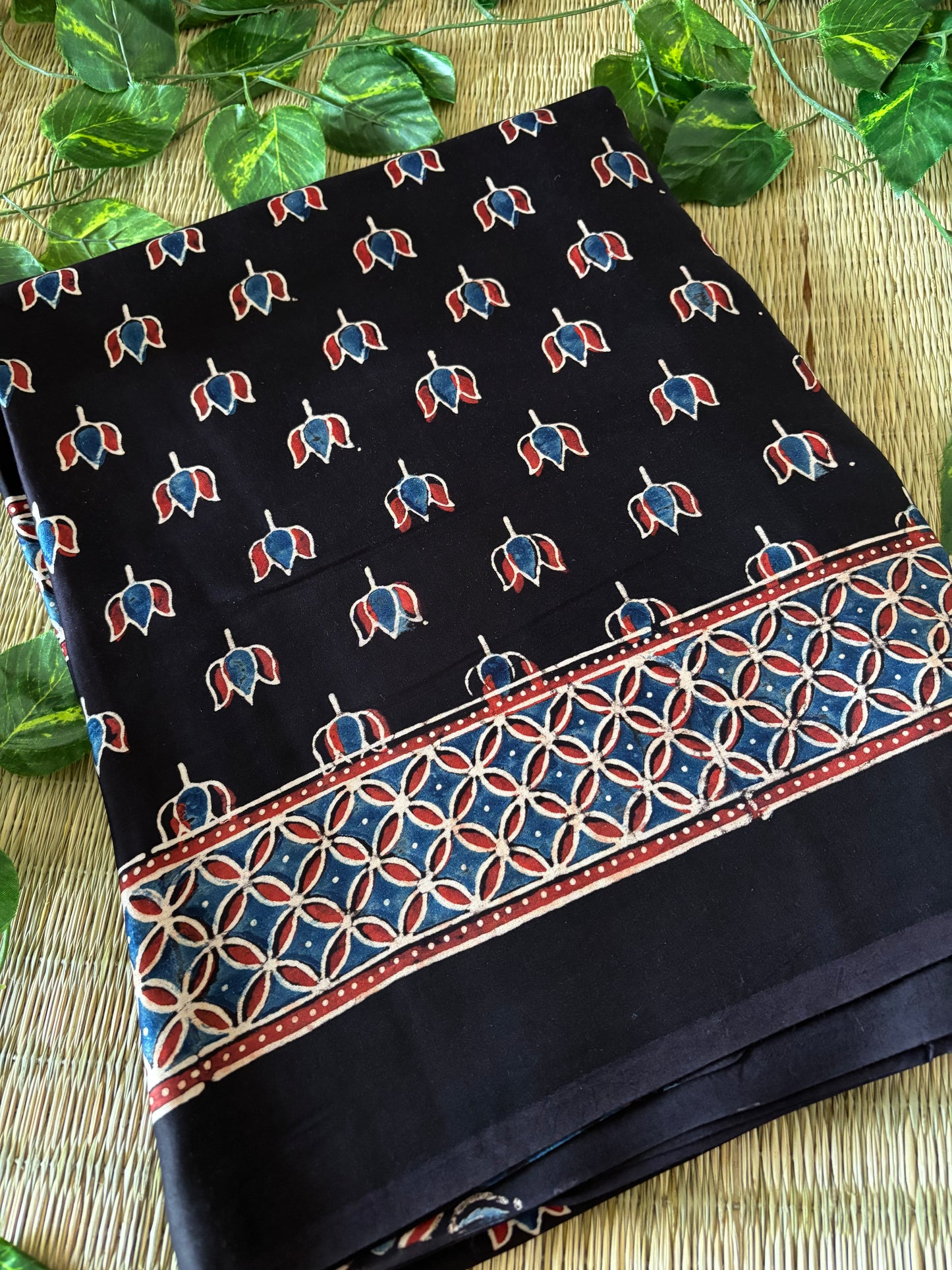 Ajrakh Modal Silk Saree