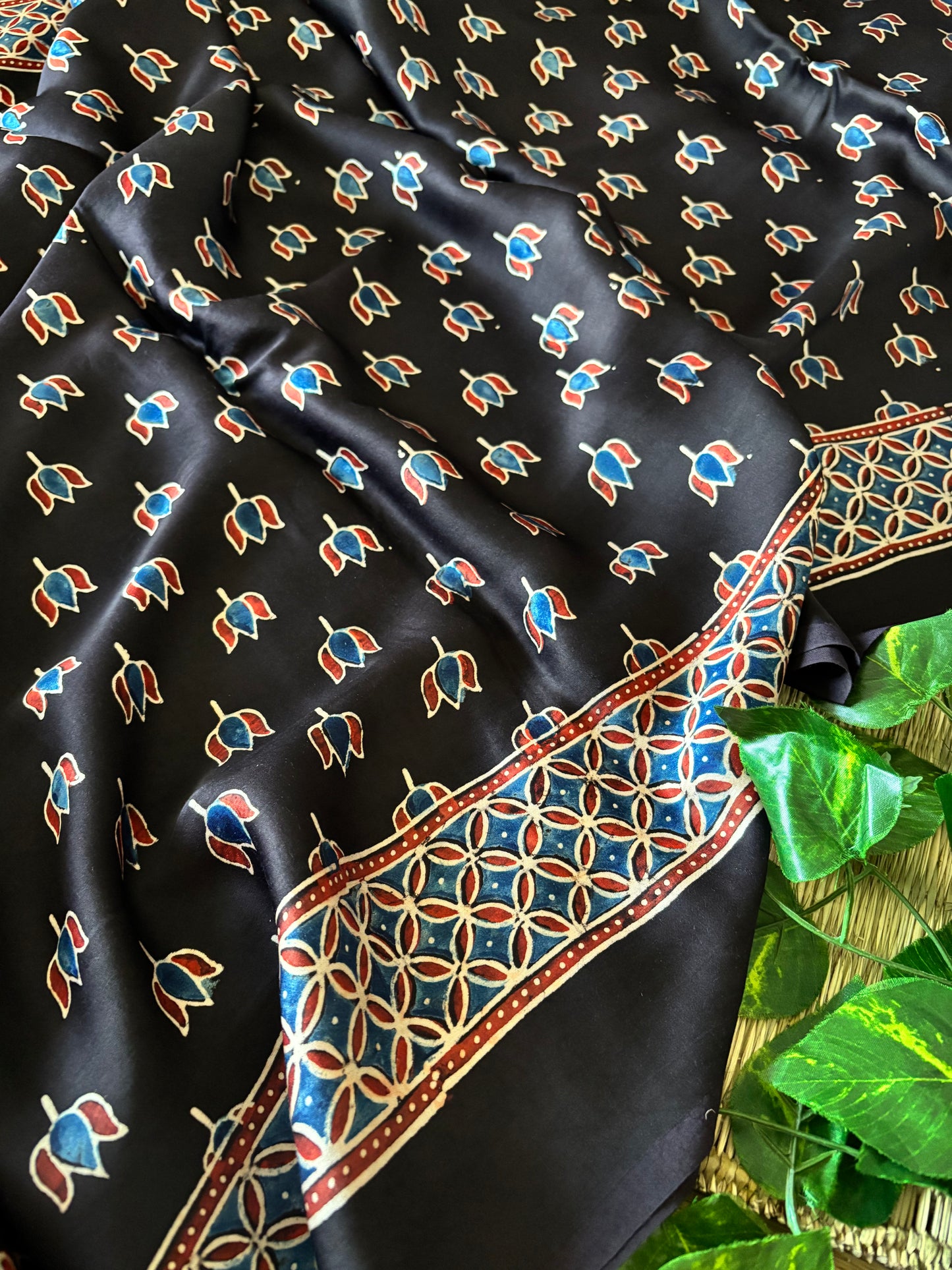 Ajrakh Modal Silk Saree