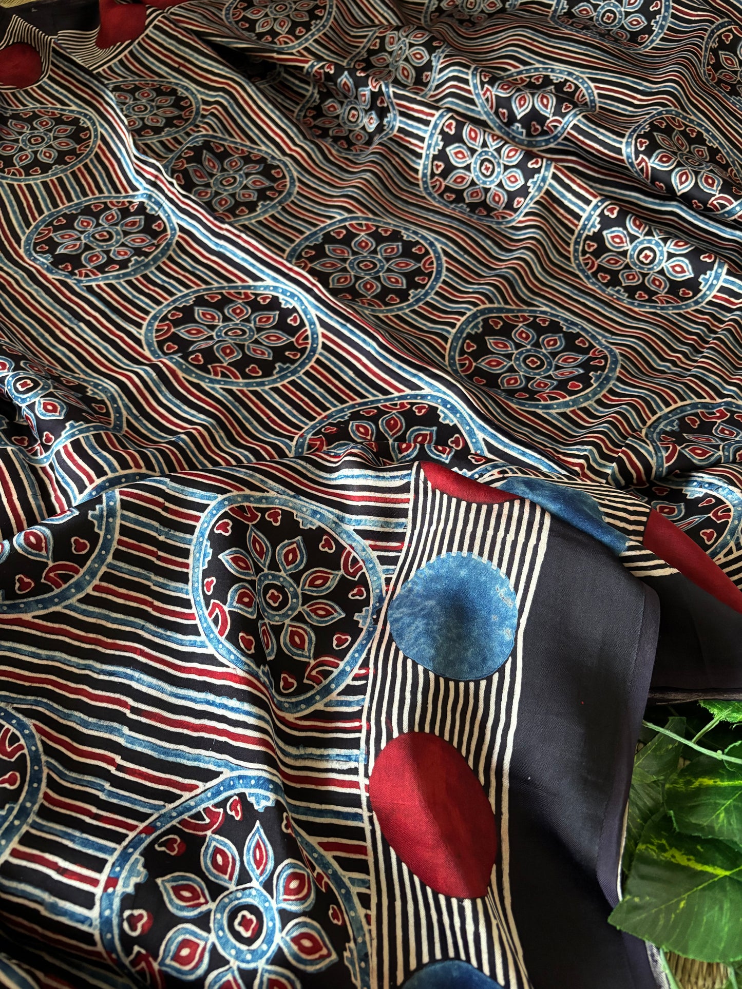 Ajrakh Modal Silk Saree