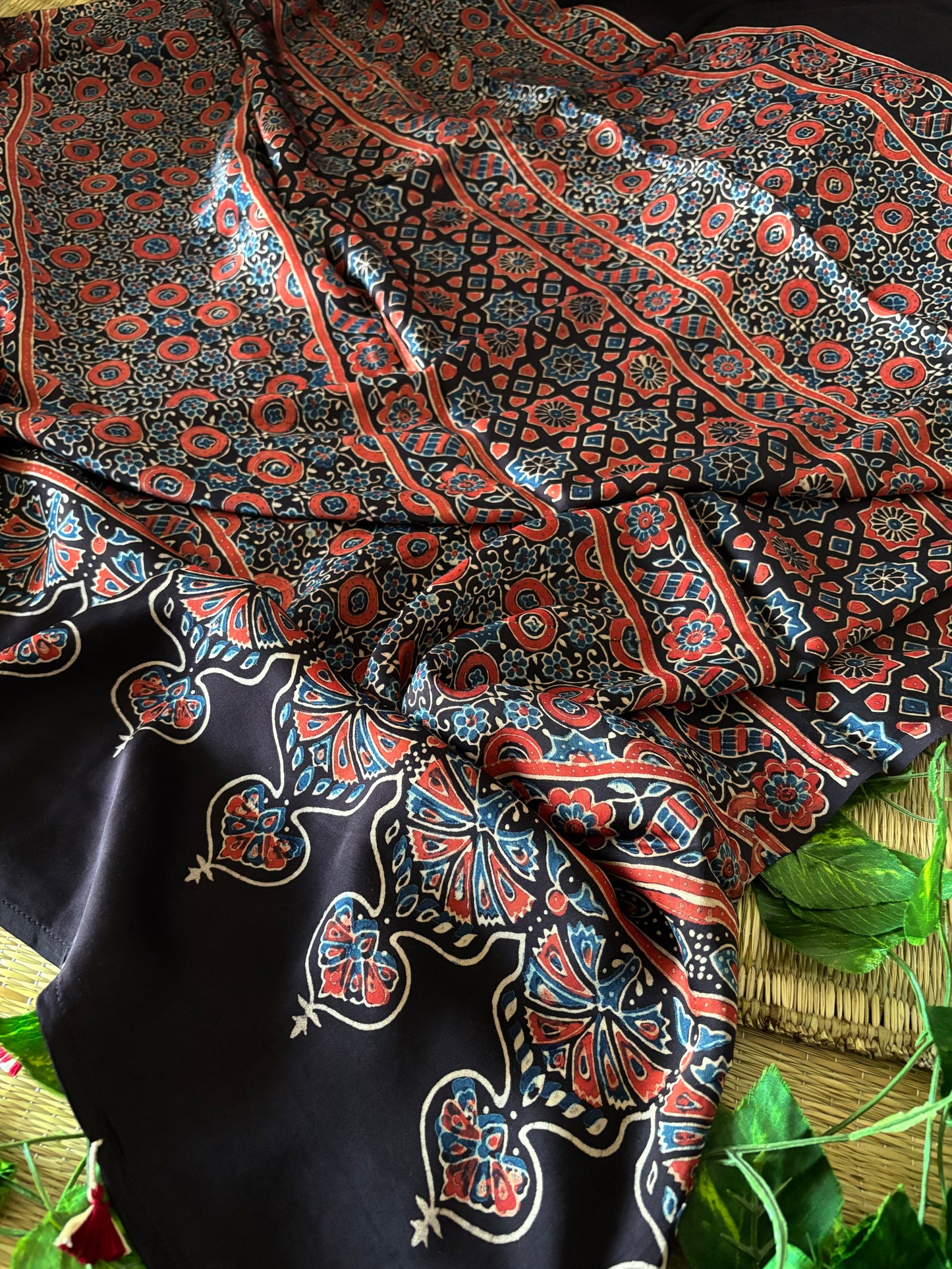 Ajrakh Modal Silk Saree